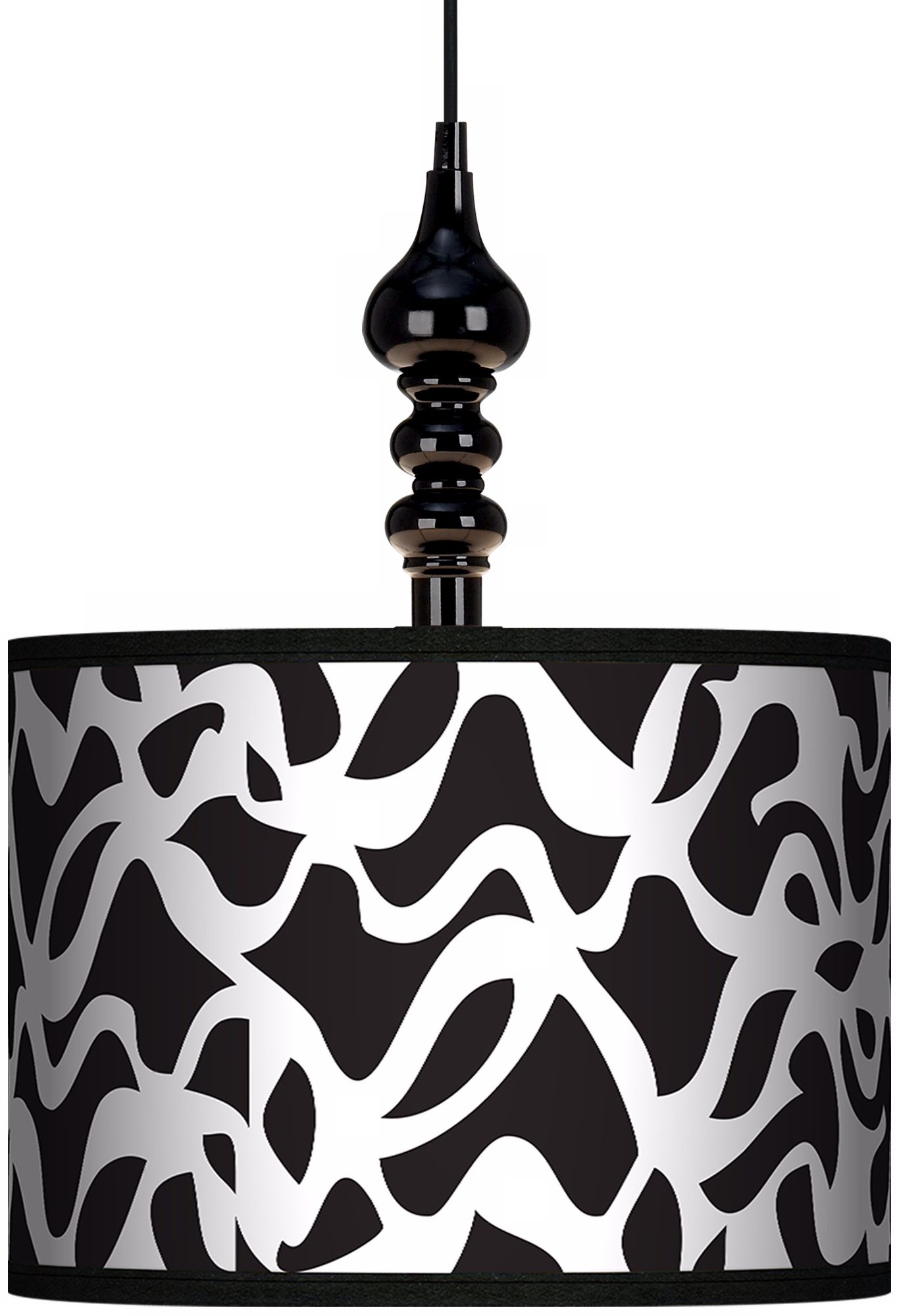 White Ribbon 13 1/2" Wide Black Swag Chandelier