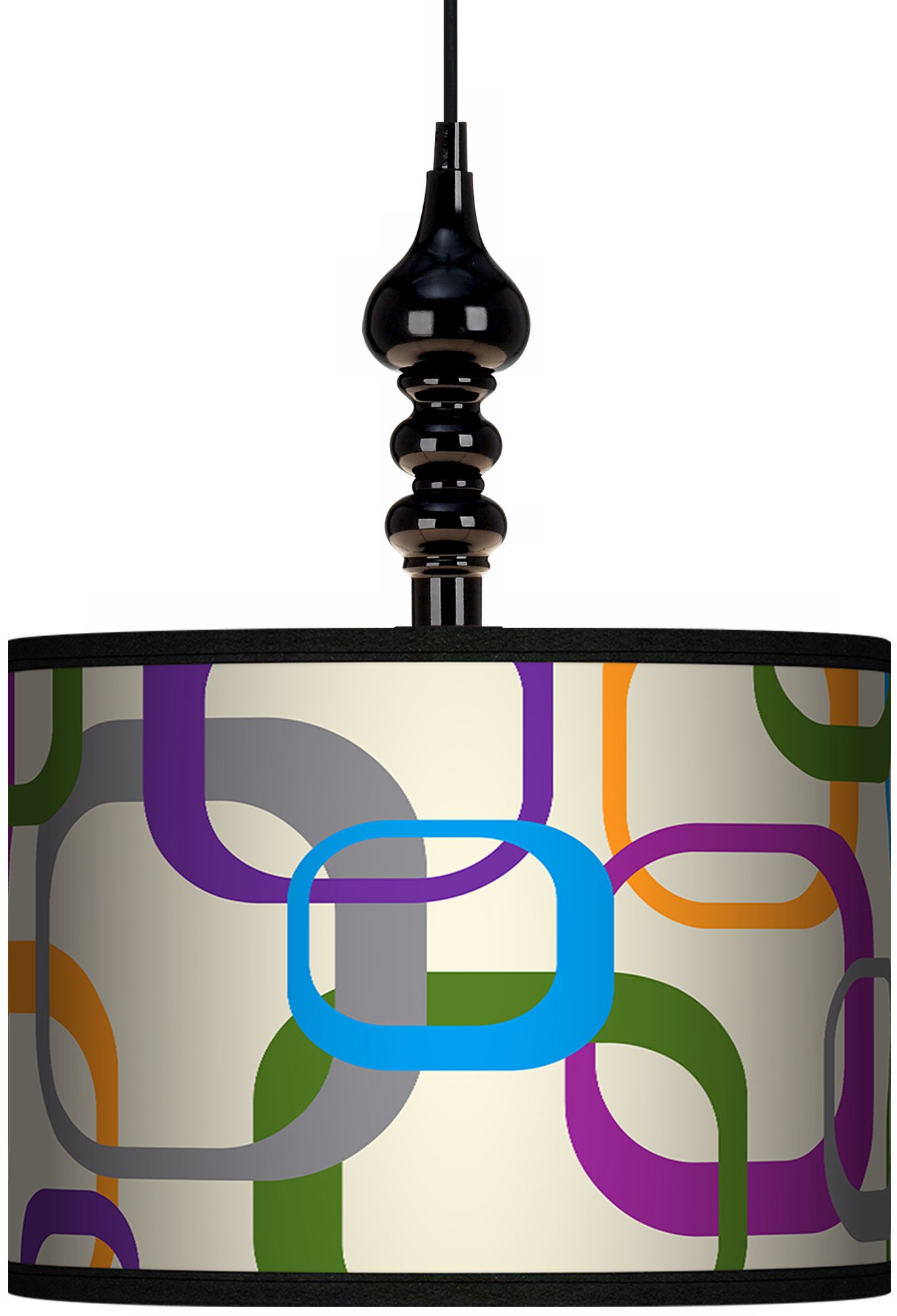 Retro Square Scramble 13 1/2" Wide Black Swag Chandelier