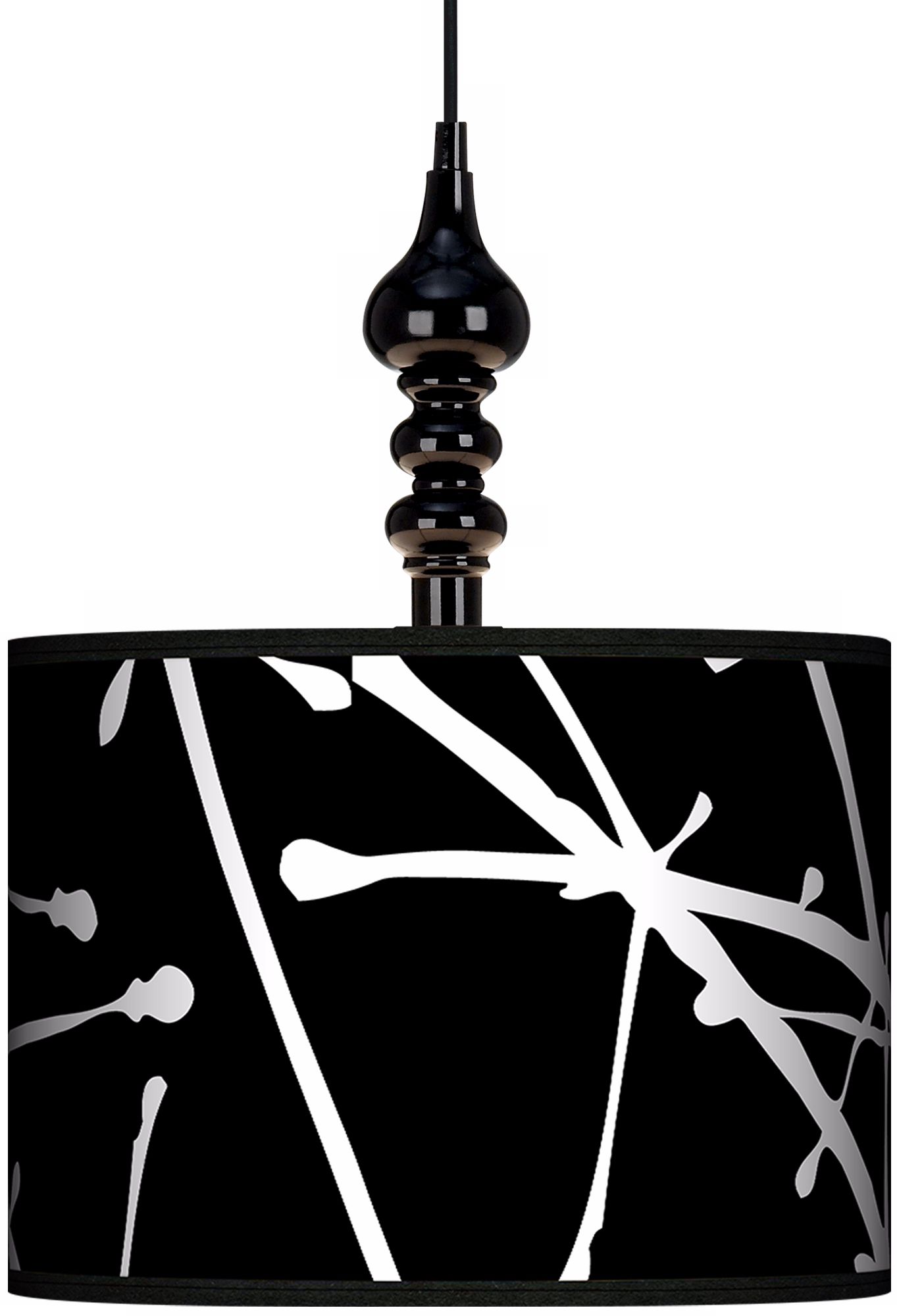 Stacy Garcia Calligraphy Tree Black 13 1/2" Wide Black Swag