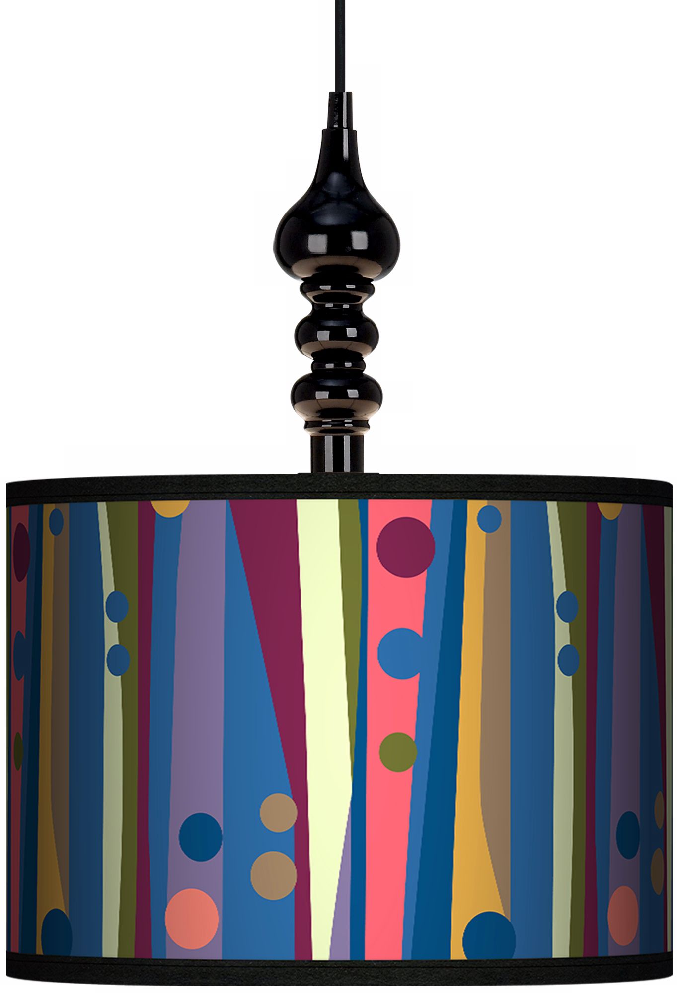 Retro Dots Vertical 13 1/2" Wide Black Swag Chandelier