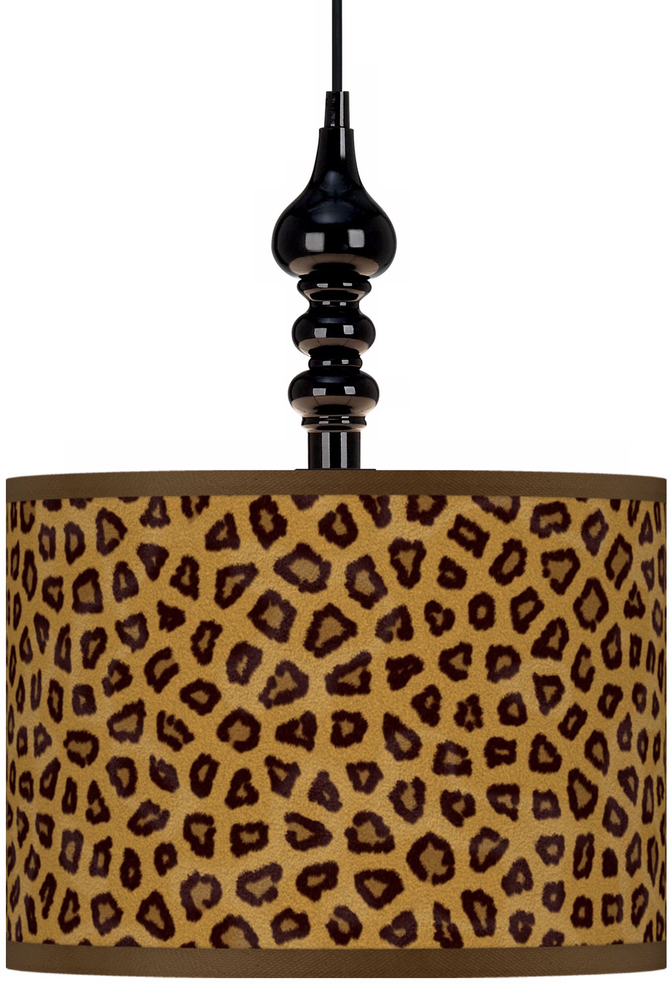 Safari Cheetah Giclee 13 1/2" Wide Black Swag Chandelier