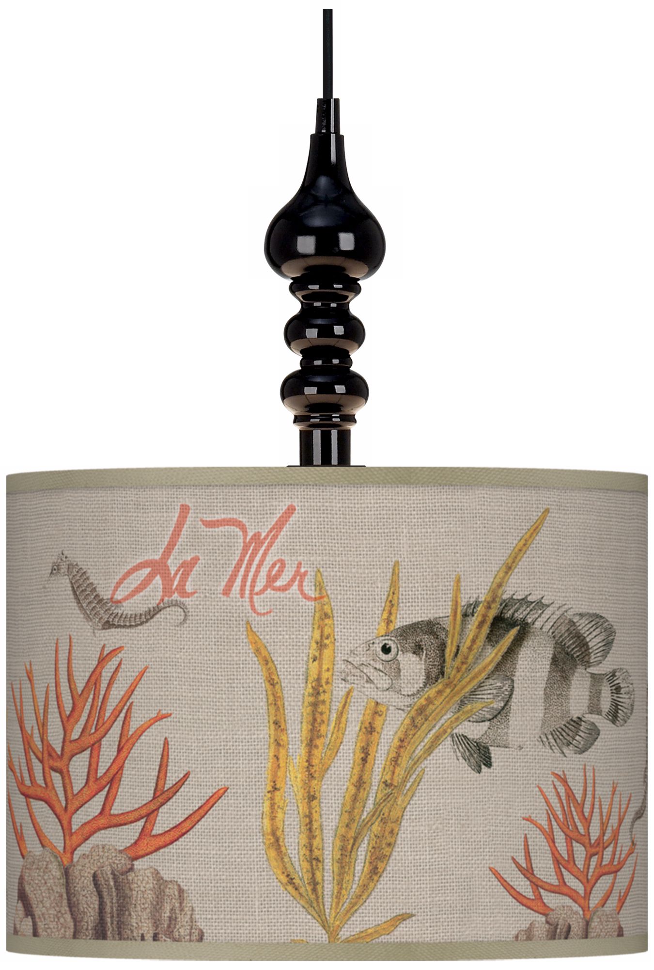 La Mer Coral 13 1/2" Wide Black Swag Chandelier