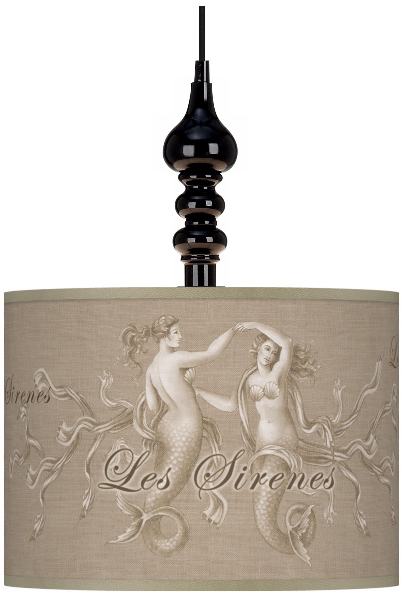 Les SirenesNatural13 1/2" Wide Black Swag Chandelier