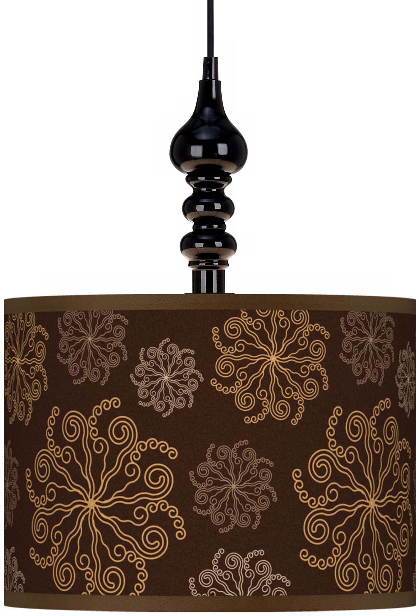 Chocolate Blossom 13 1/2" Wide Black Plug-In Swag Pendant