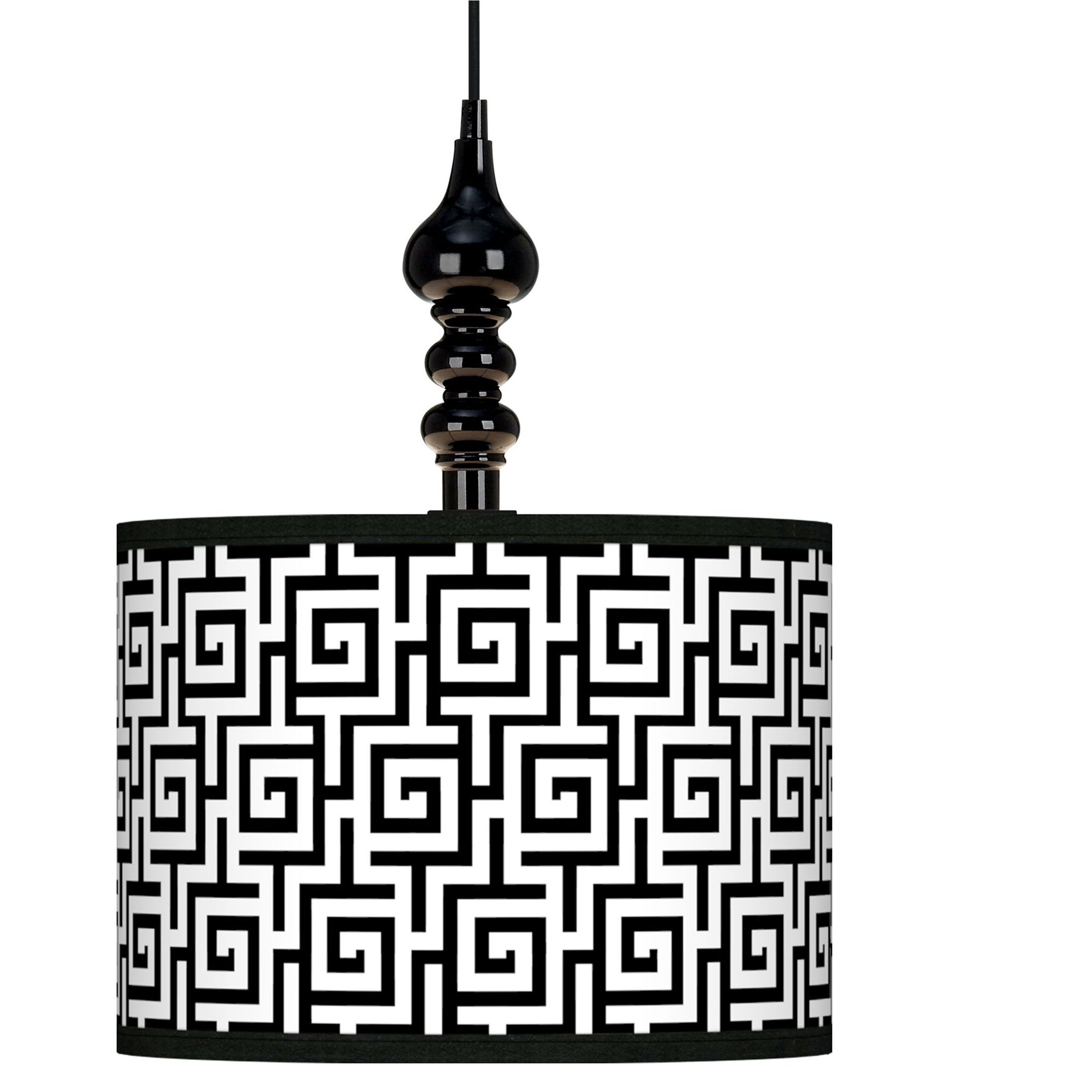 Greek Key Giclee 13 1/2" Wide Black Swag Chandelier