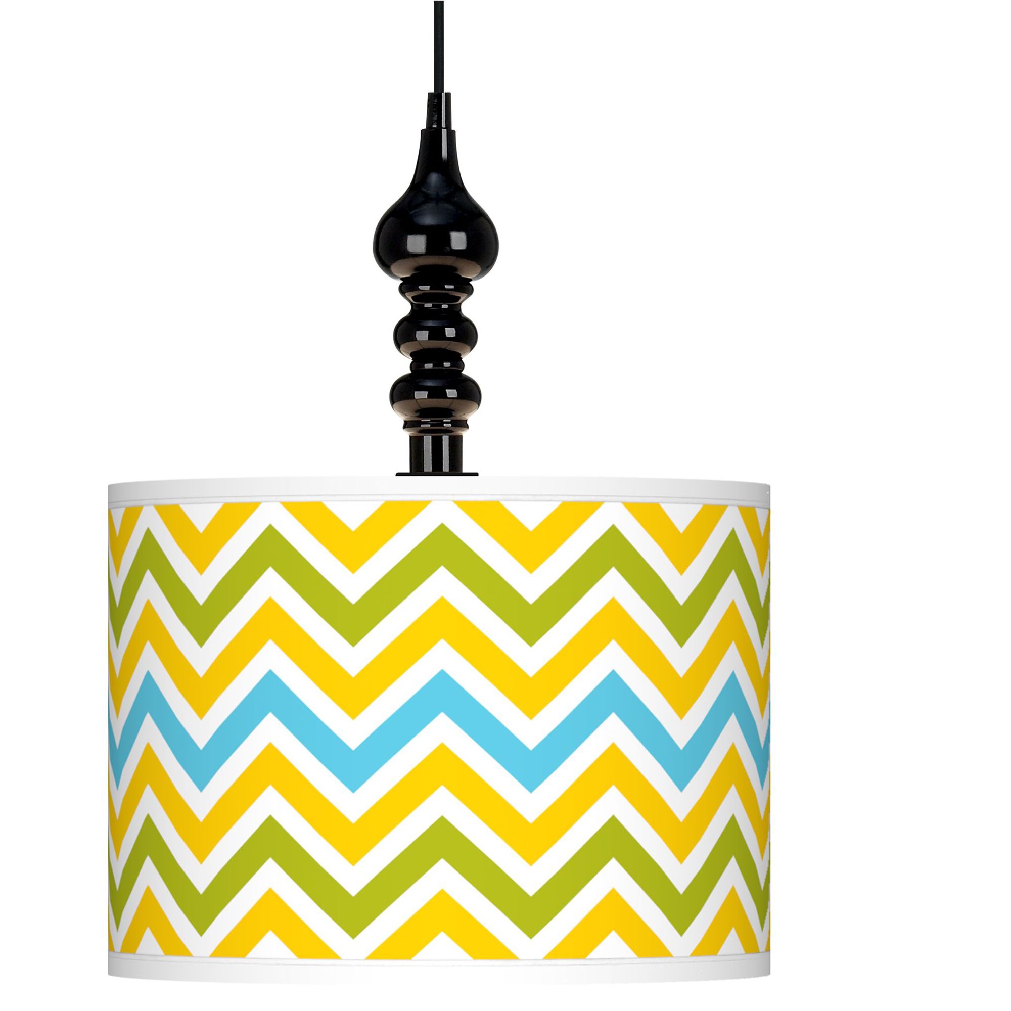 Citrus Zig Zag Giclee 13 1/2" Wide Black Swag Chandelier