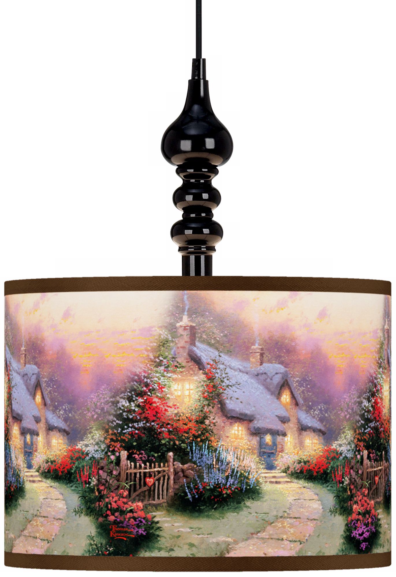 Thomas Kinkade Glory of Evening Black Swag Chandelier