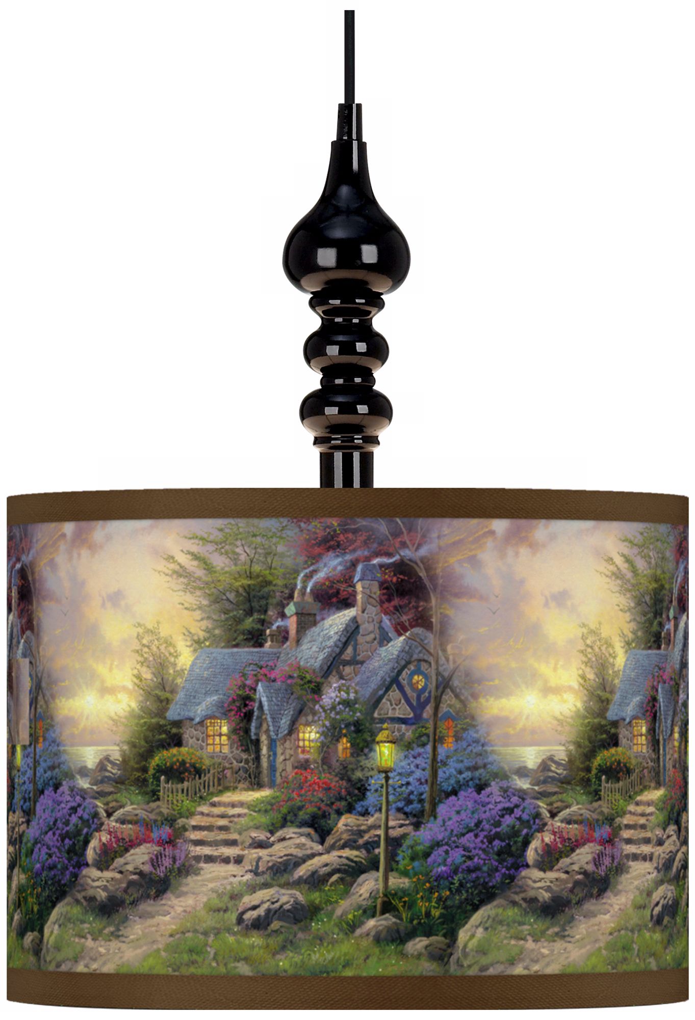 Thomas Kinkade Seaside Hideaway Black Swag Chandelier