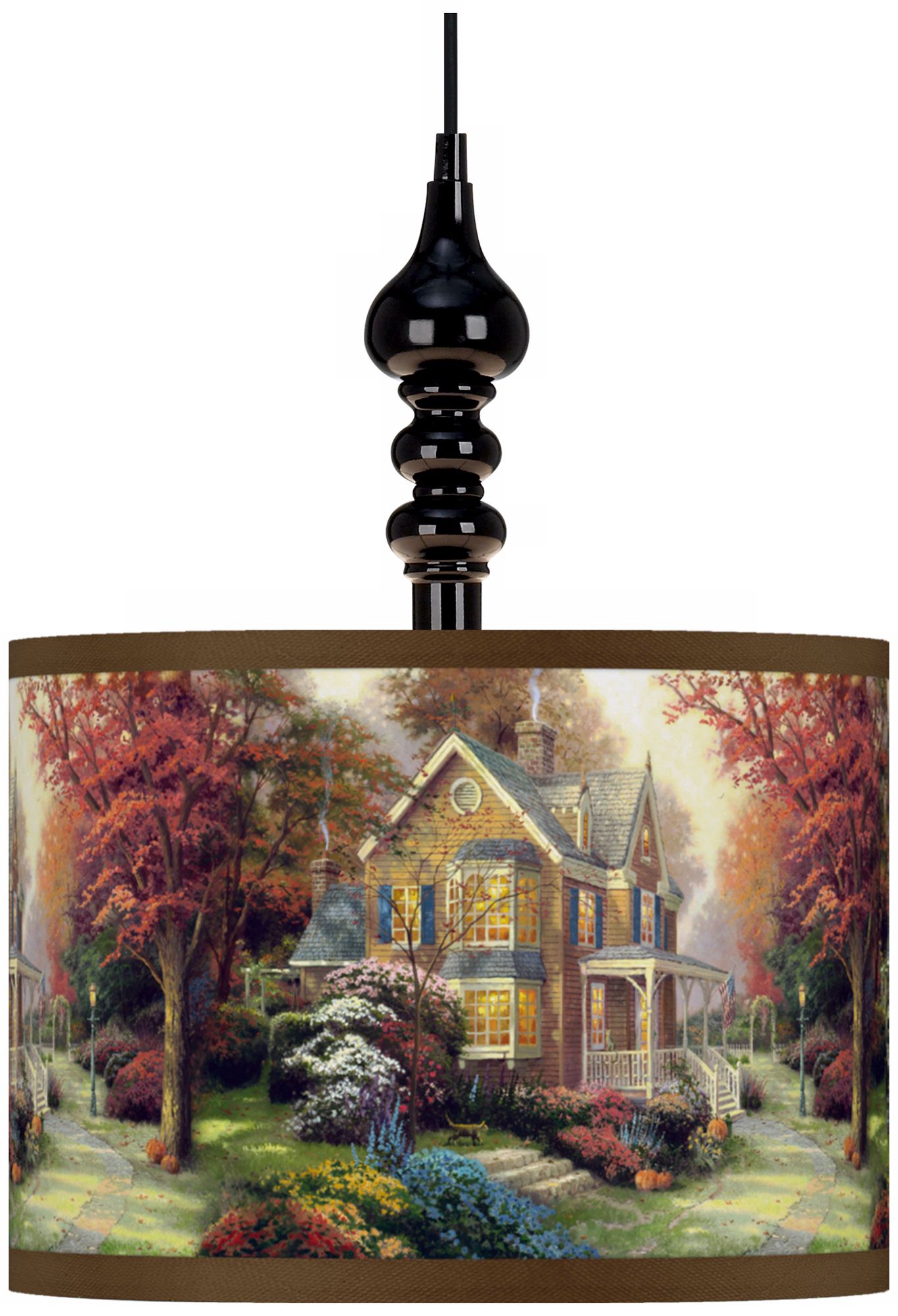 Thomas Kinkade Victorian Autumn Black Swag Chandelier