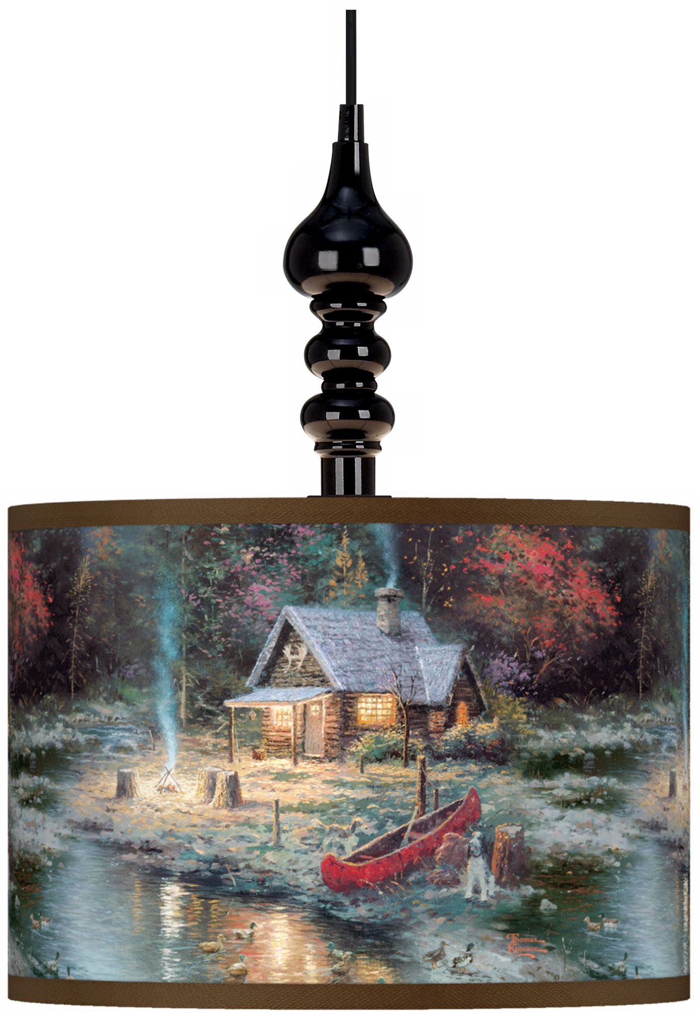 Thomas Kinkade The End Of A Perfect Day II Black Swag Lamp