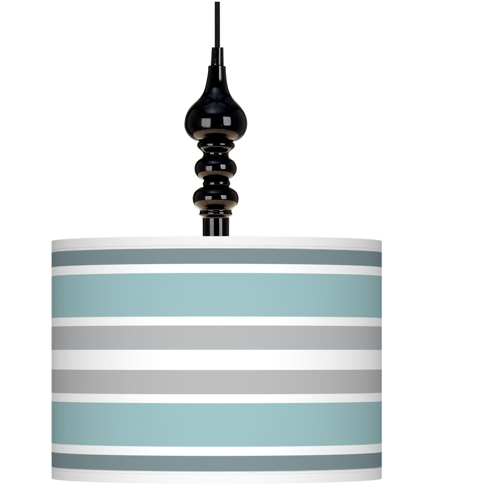 Multi Color Stripes 13 1/2" Wide Black Swag Chandelier