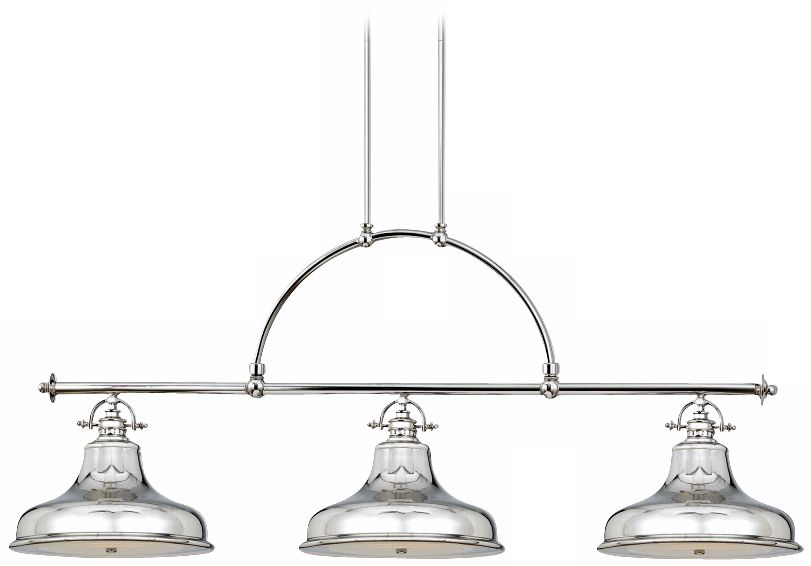 Emery Silver Finish Rod Hung 3-Light Island Chandelier