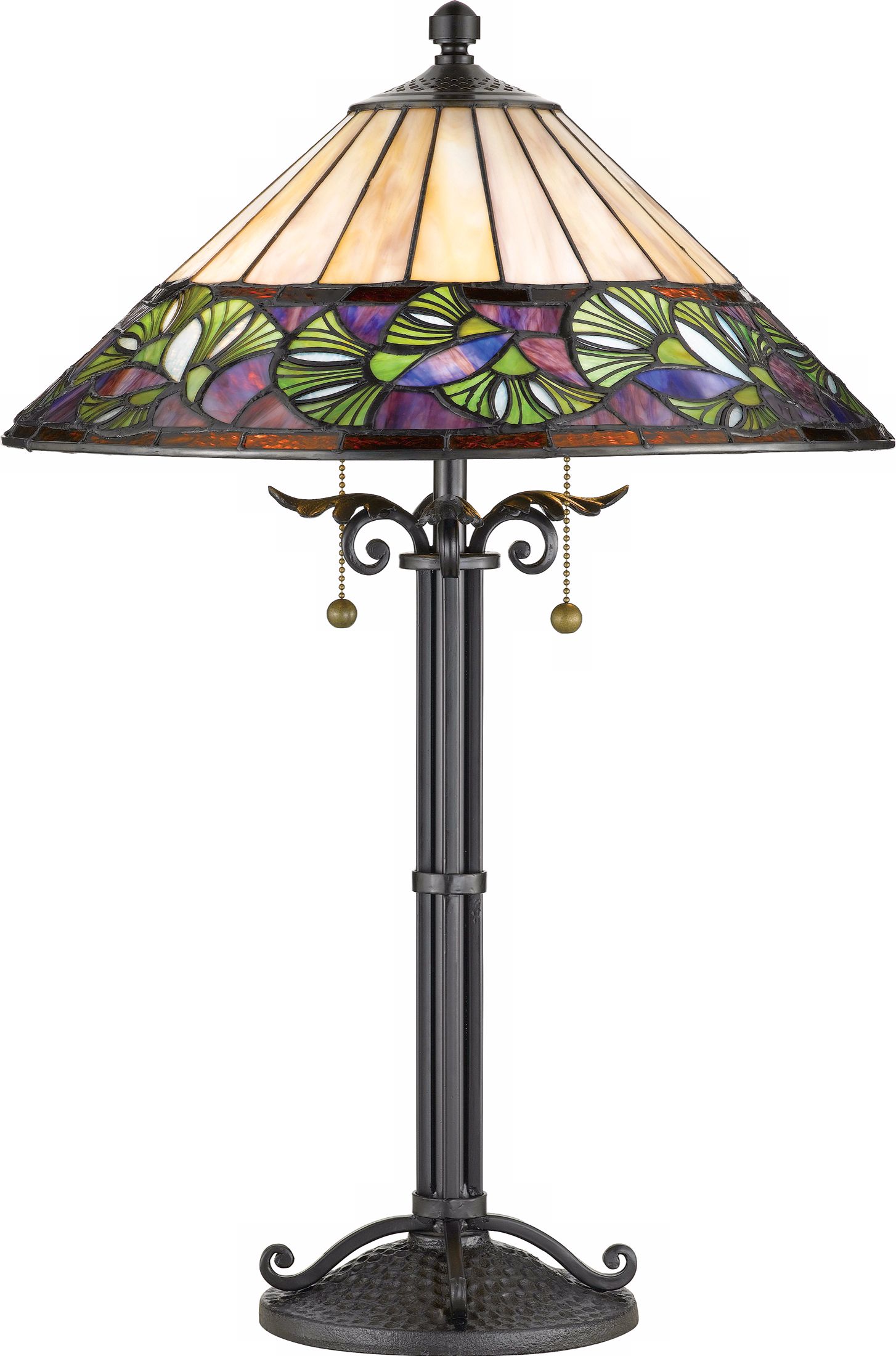 Quoizel Vintage Ginkgo Tiffany-Style Table Lamp