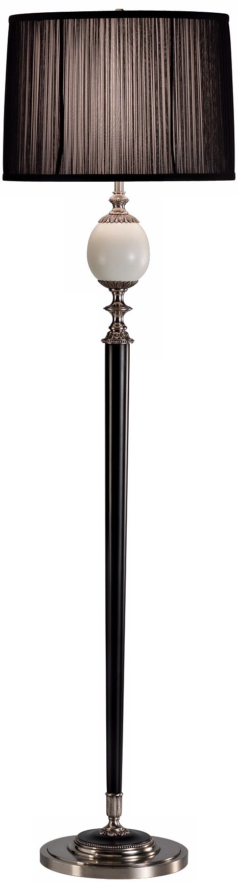 Robert Abbey Watteau Silver with Black Shade Floor Lamp