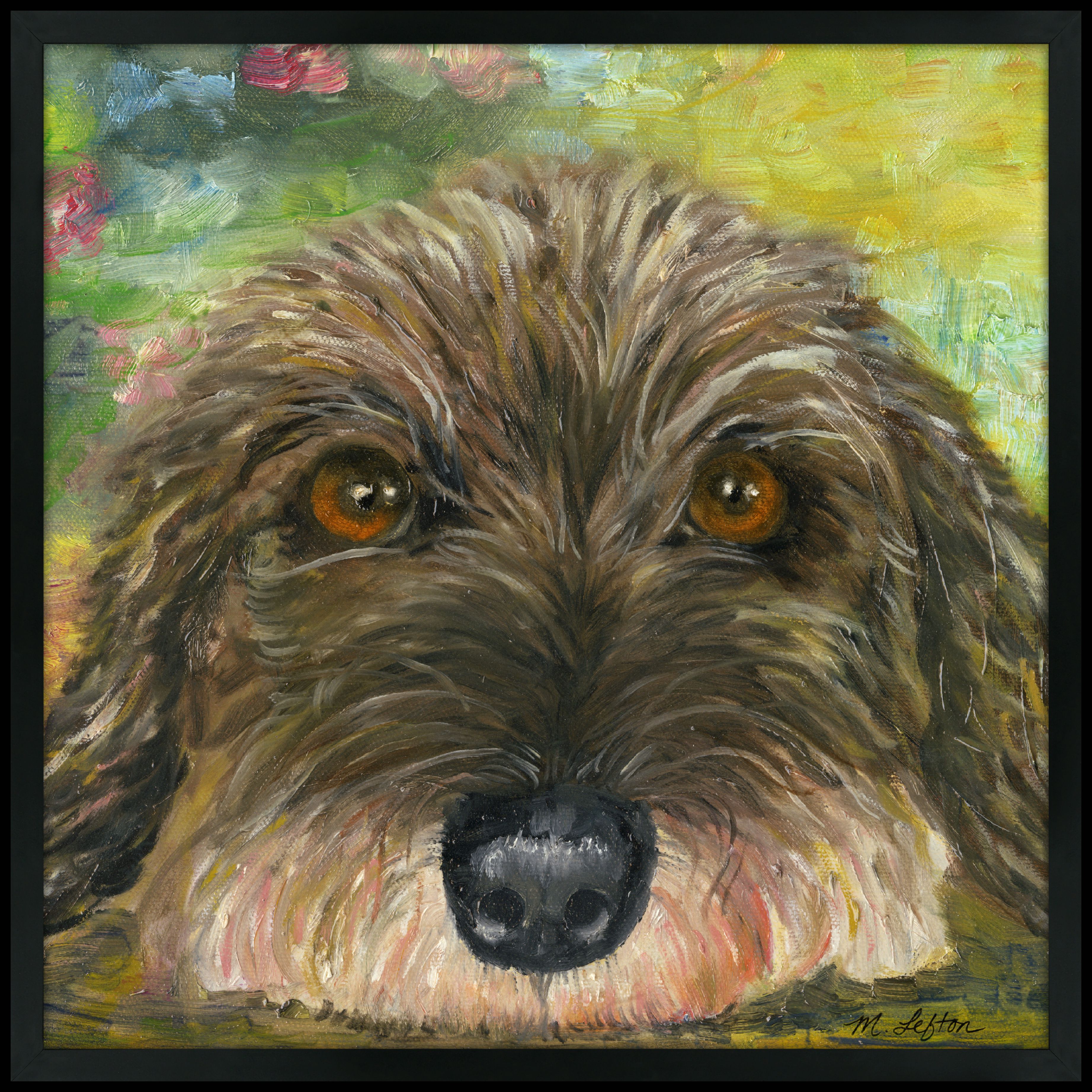 Puppy Eyes 26" Square Black Giclee Wall Art