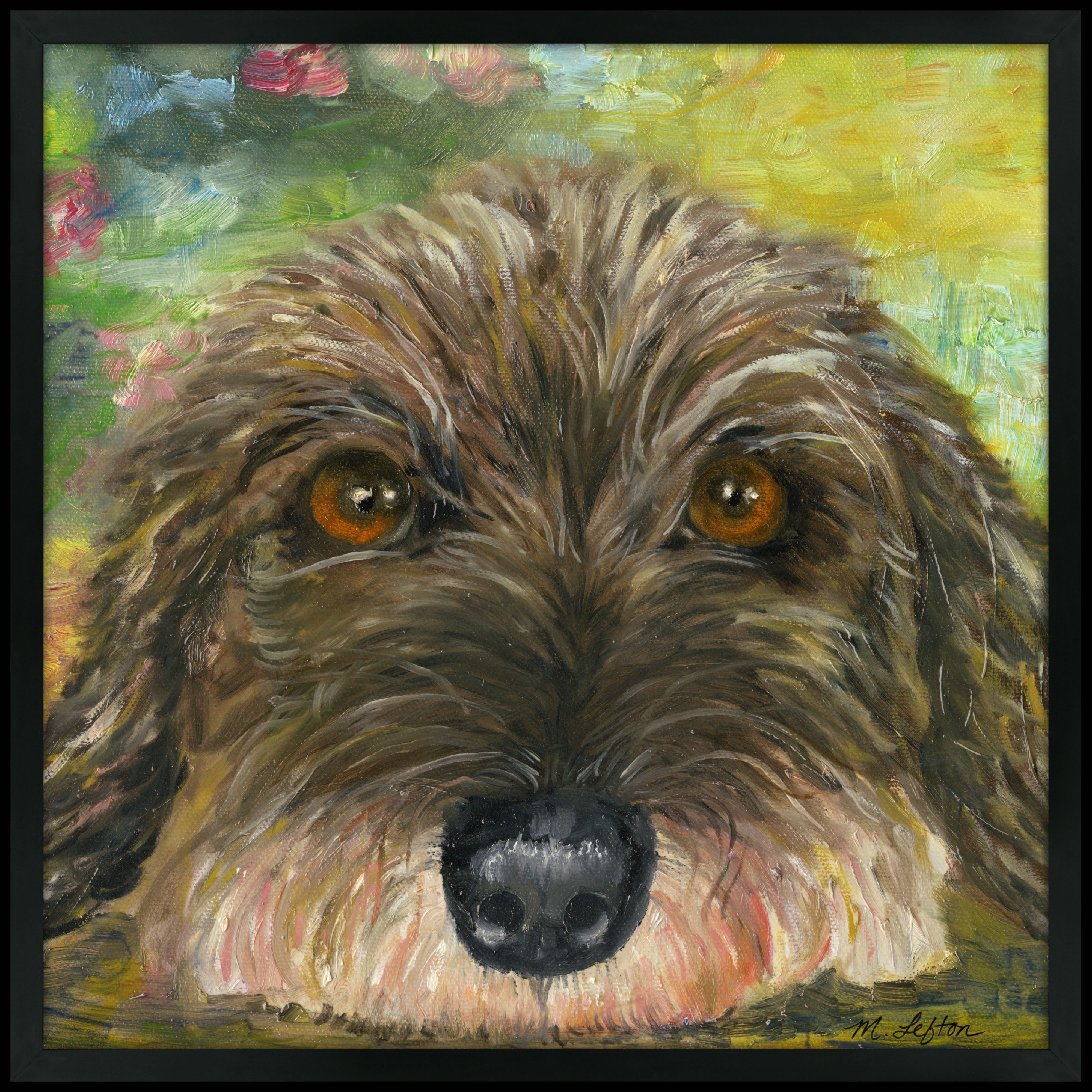 Puppy Eyes 31" Square Black Giclee Wall Art