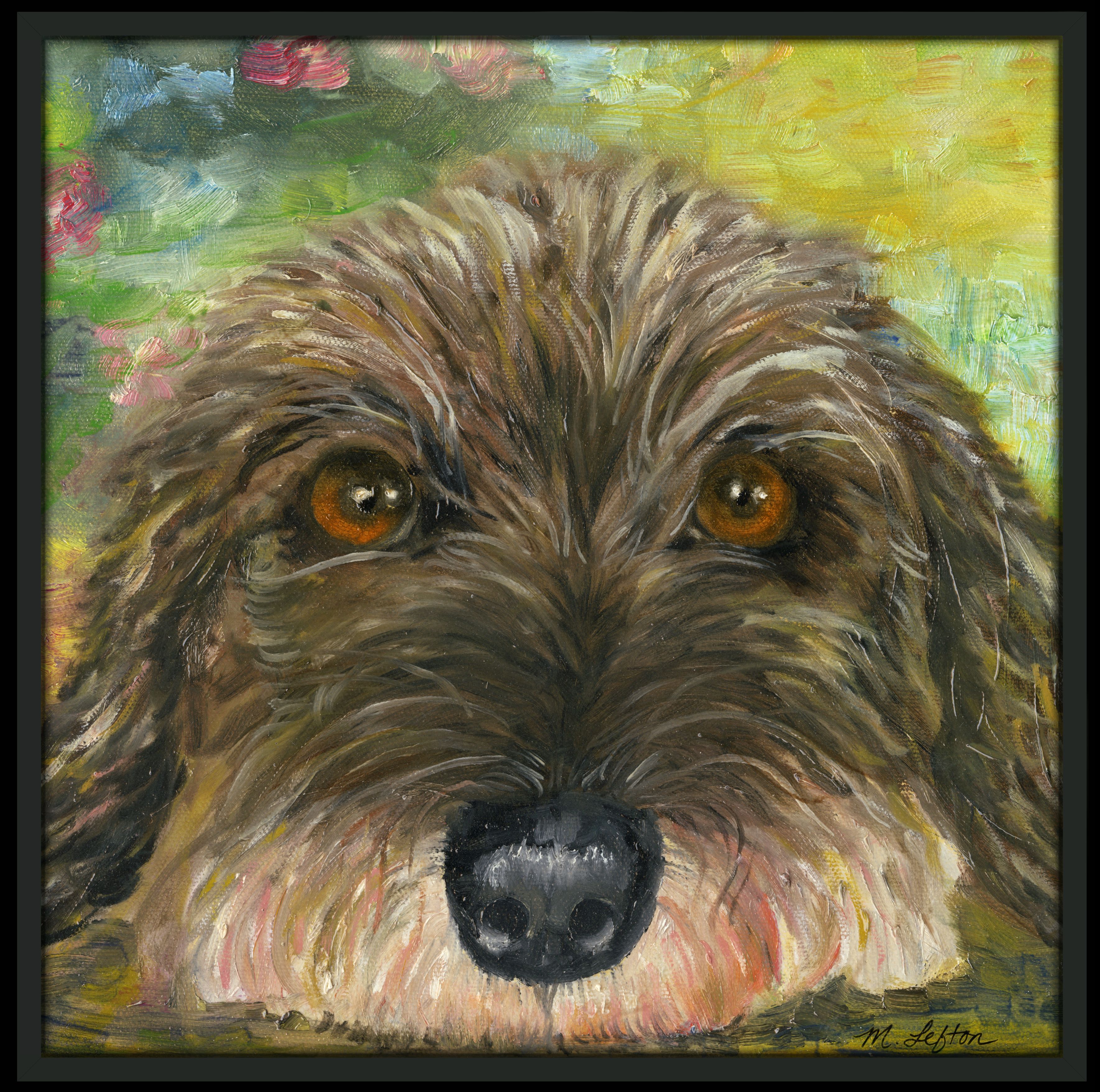 Puppy Eyes 37 1/2" Square Black Giclee Wall Art