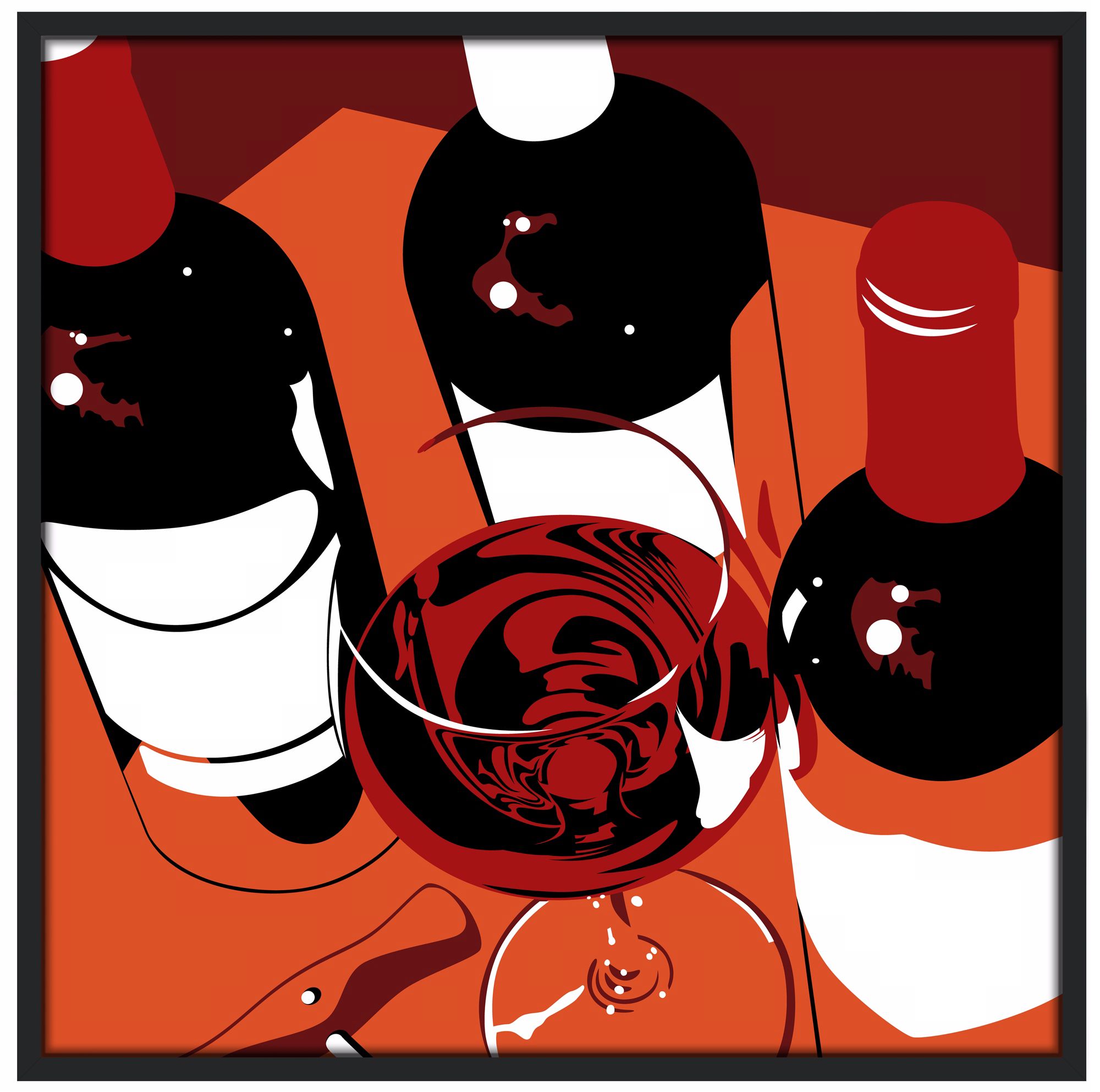 Pinot 37" Square Black Giclee Wall Art