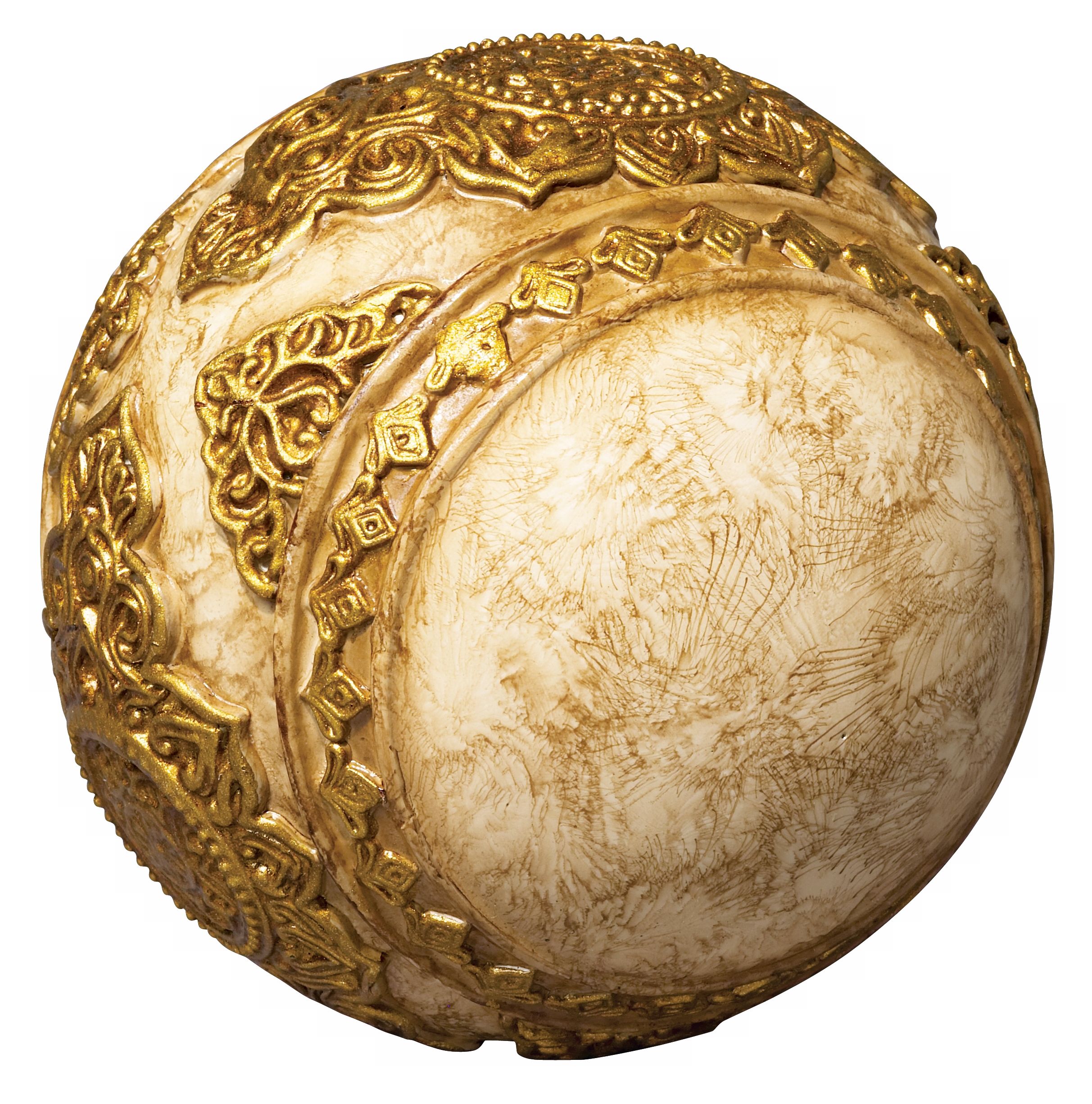 Ivory with Gold Band Decorative Ball