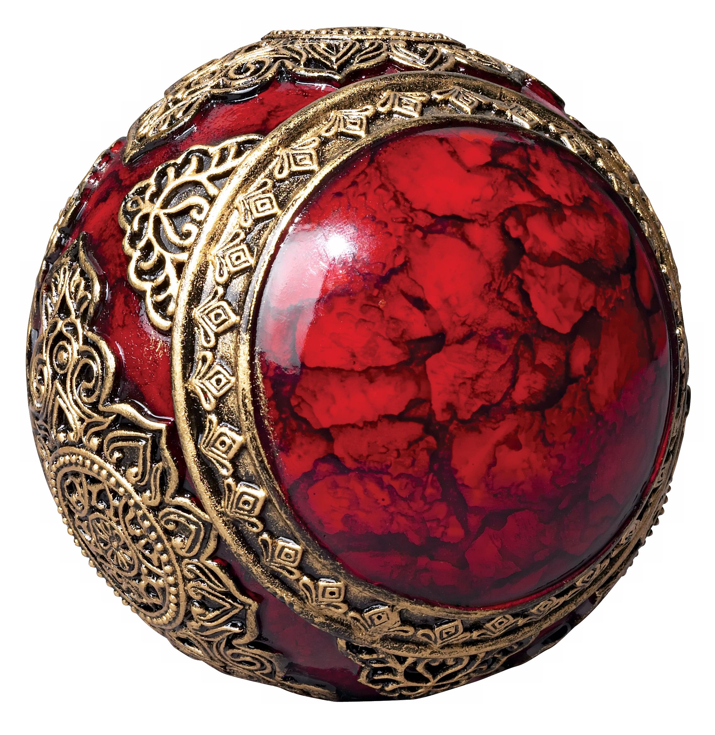 Red with Gold Accents Decorative Ball