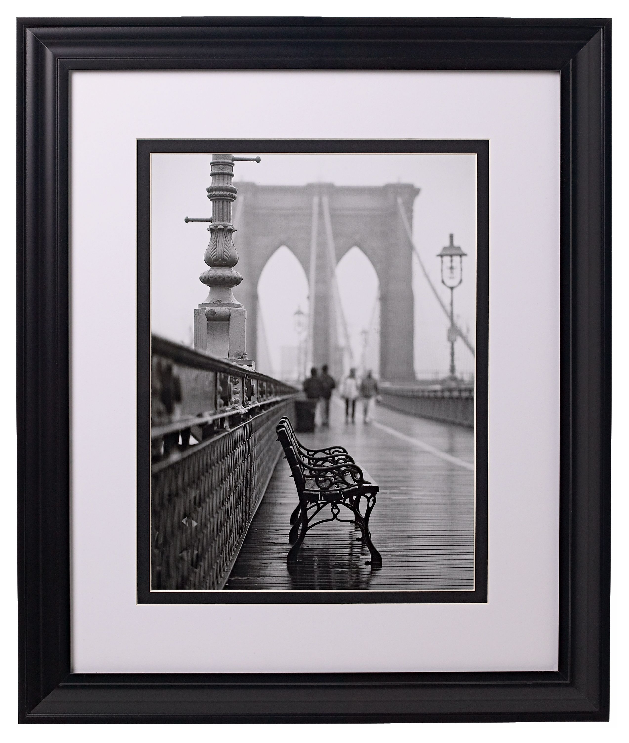 Brooklyn Bridge Bench 24" High Glass Covered Print