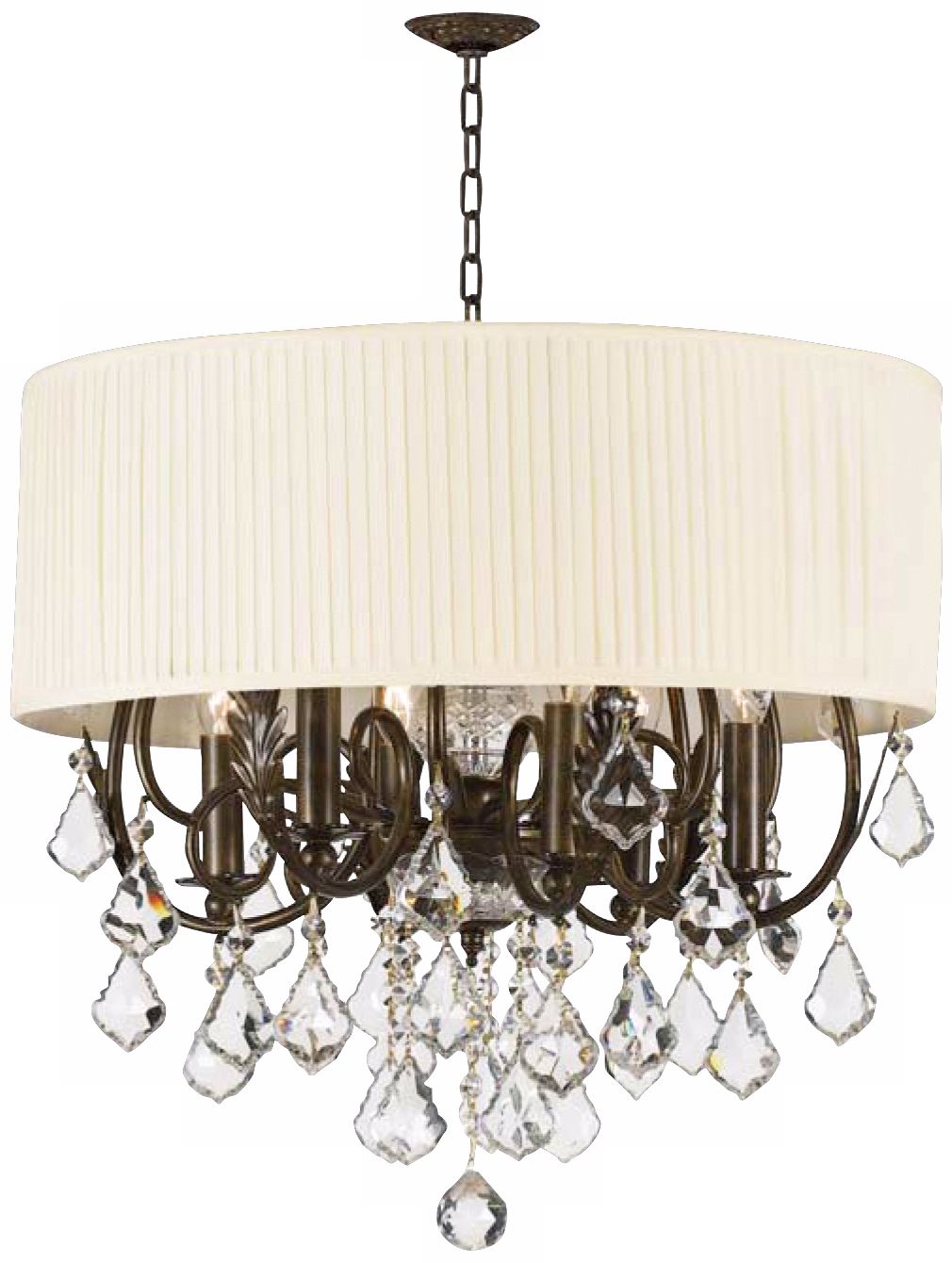 Brentwood Collection Bronze 6-Light Clear Crystal Chandelier