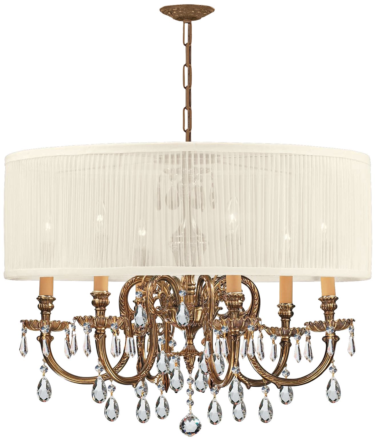 Brentwood Collection Olde Brass 6-Light Crystal Chandelier