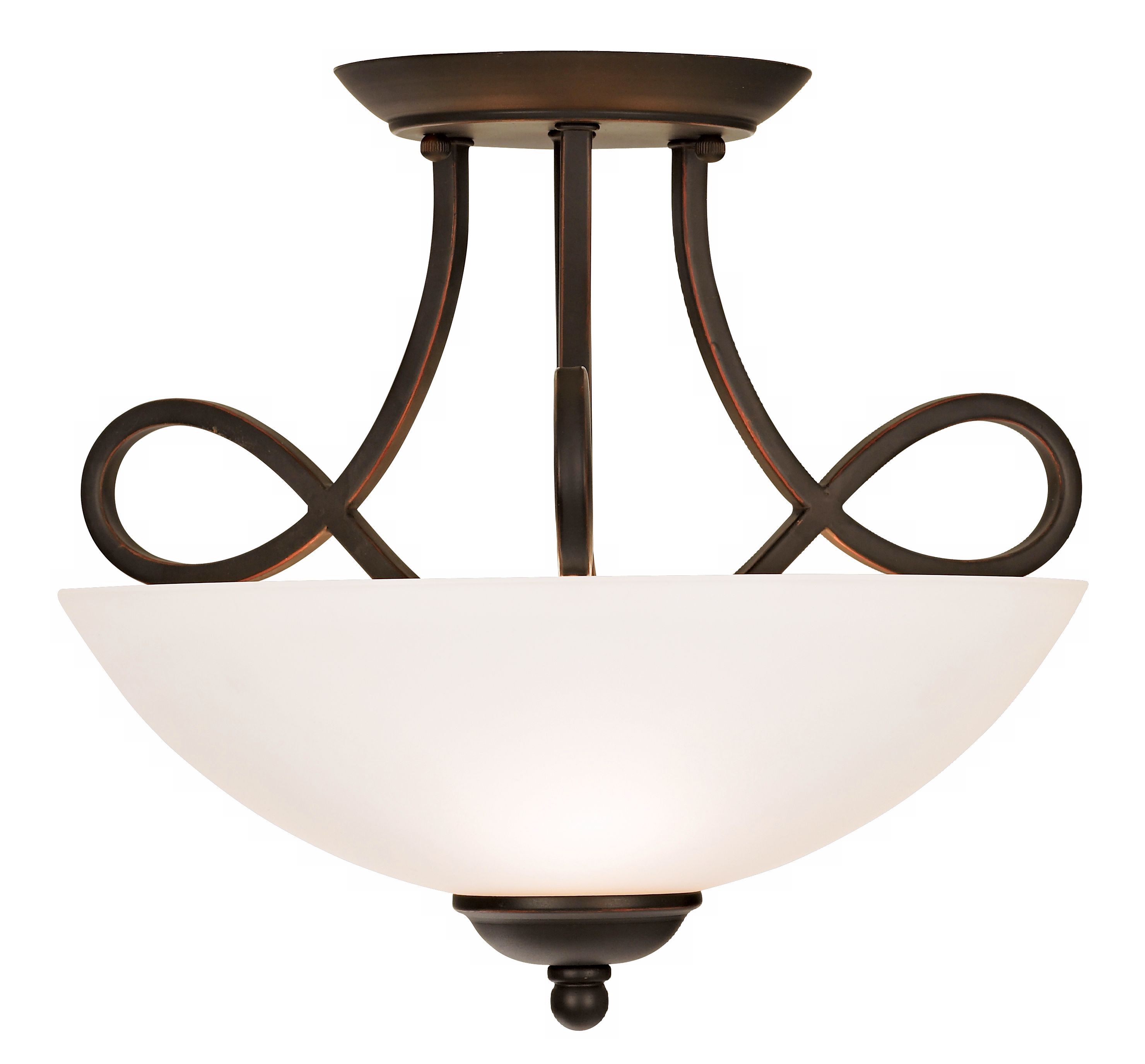 Oil-Rubbed Bronze and White Glass 16" Wide Ceiling Light