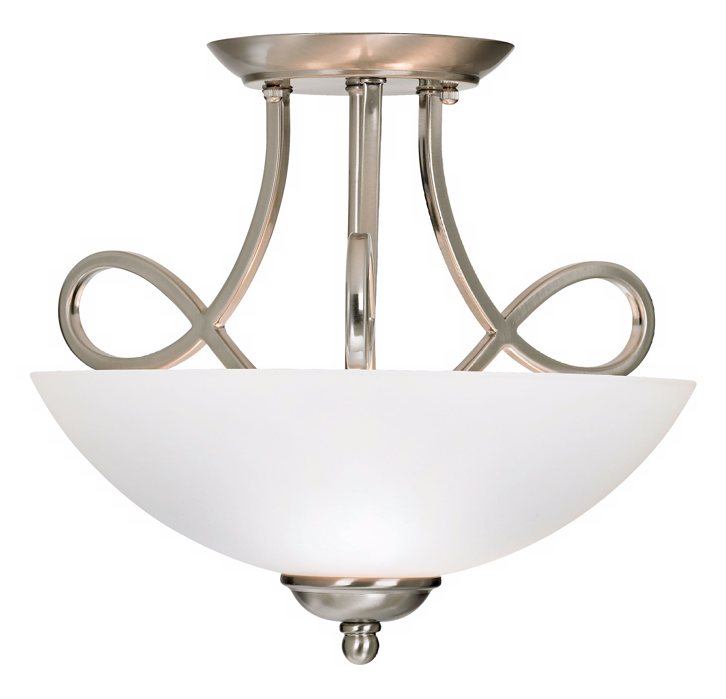 Satin Nickel and White Glass 16" Wide Ceiling Light