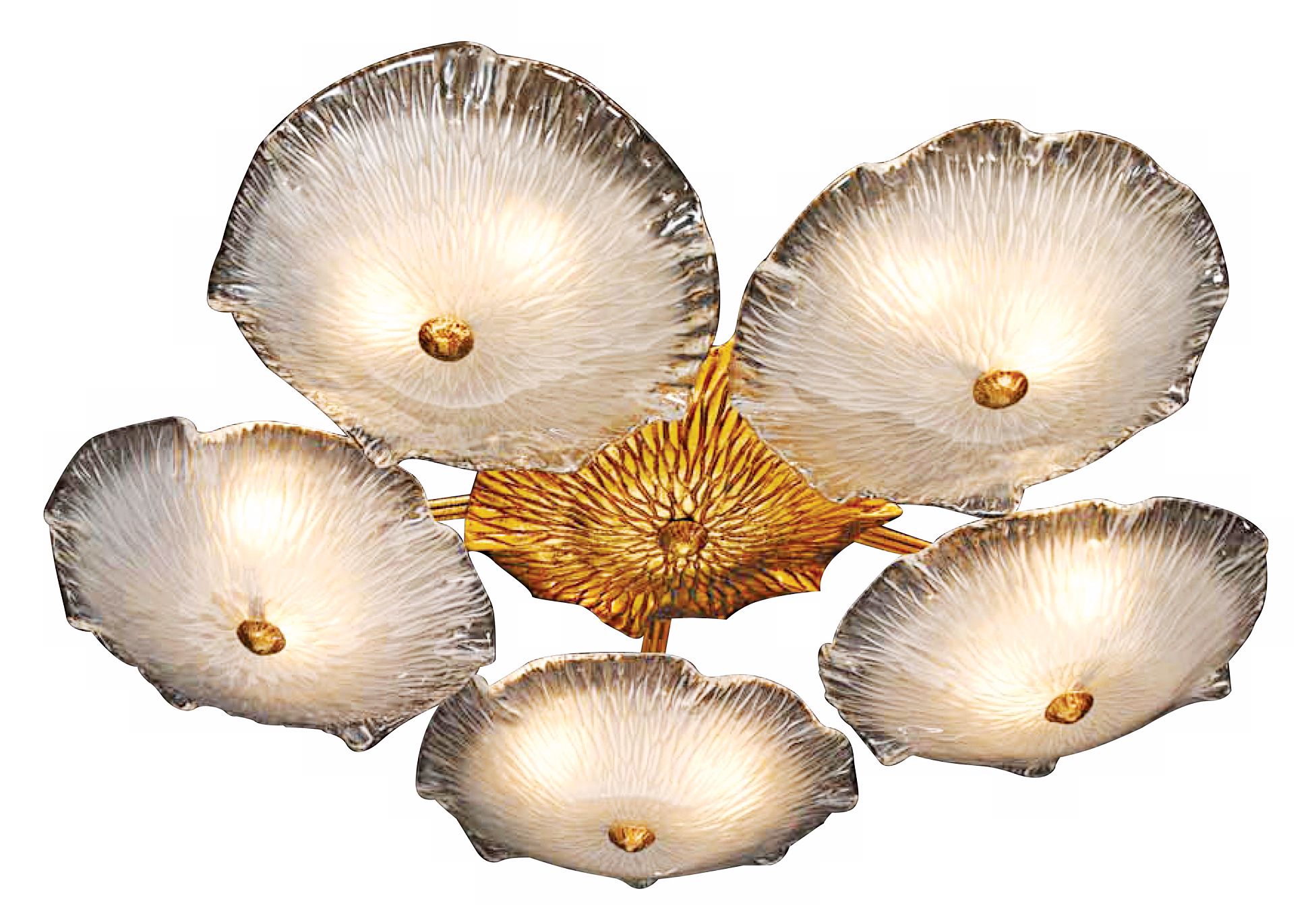 Girona Gold Leaf Finish 34" Wide Flushmount Ceiling Light