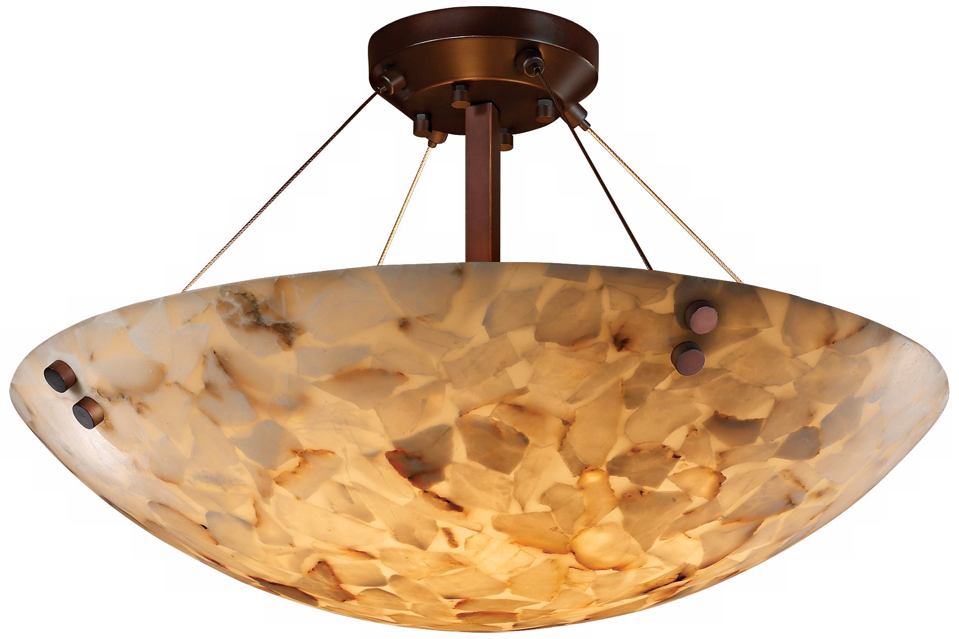 Alabaster Rocks Dark Bronze 18" Wide Semiflush Ceiling Light