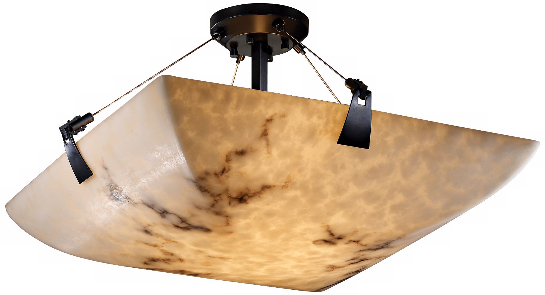 LumenAria Faux Alabaster 18" Wide Semiflush Ceiling Light
