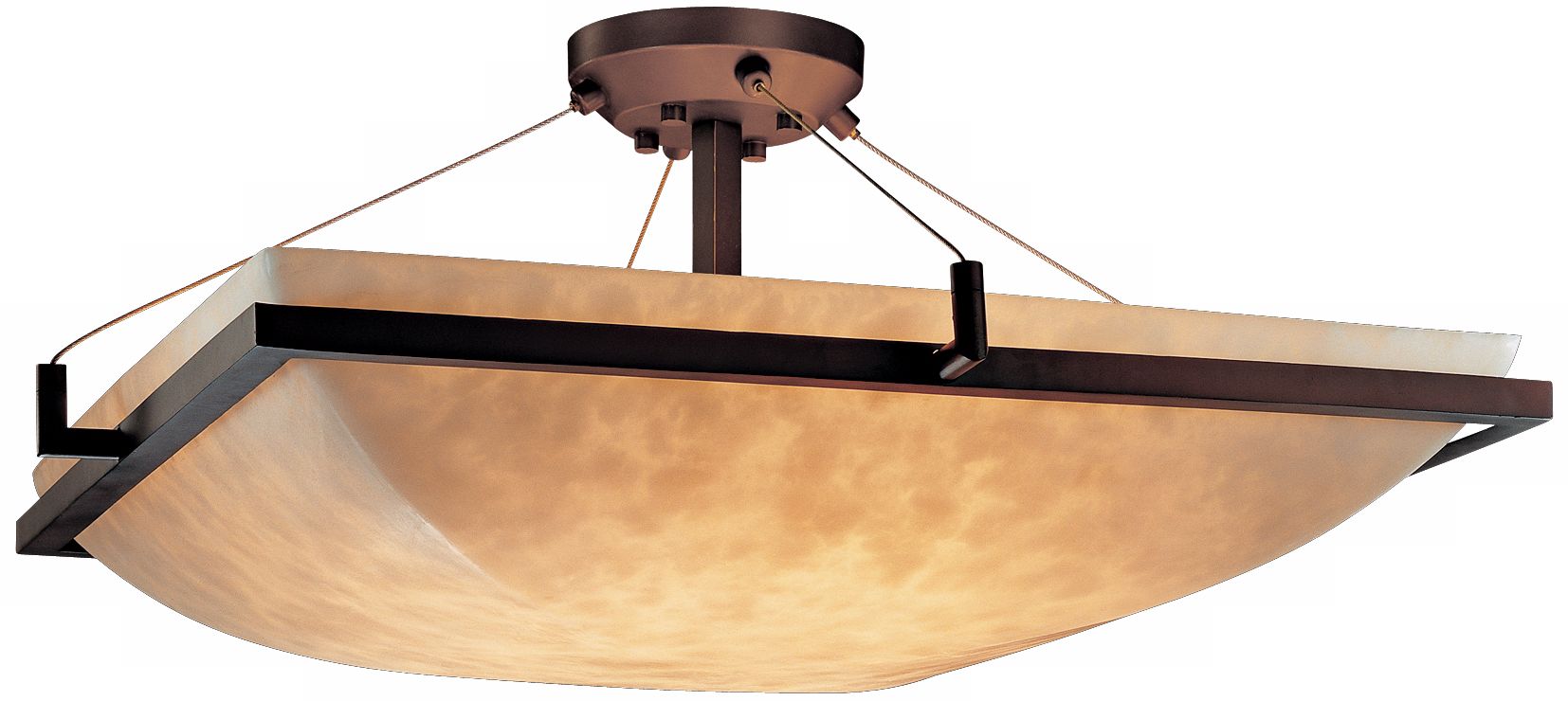 LumenAria Faux Alabaster 24" Wide Semiflush Ceiling Light