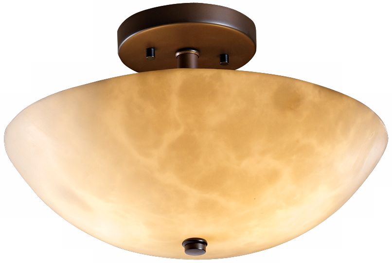 Clouds Dark Bronze Semiflush 14" Wide Ceiling Light