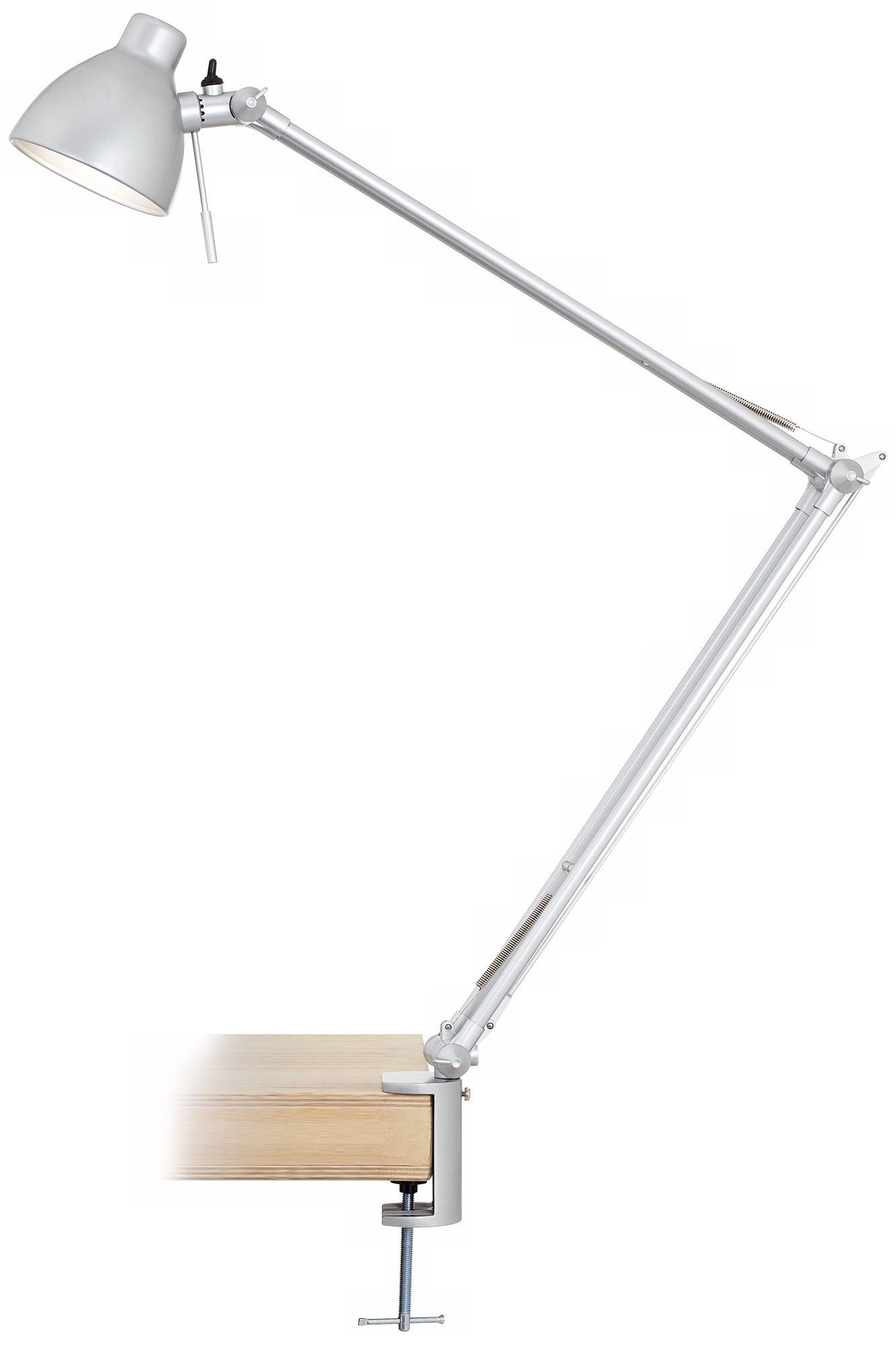 Metallic Silver Finish  Adjustable Halogen Plug-In Wall Lamp