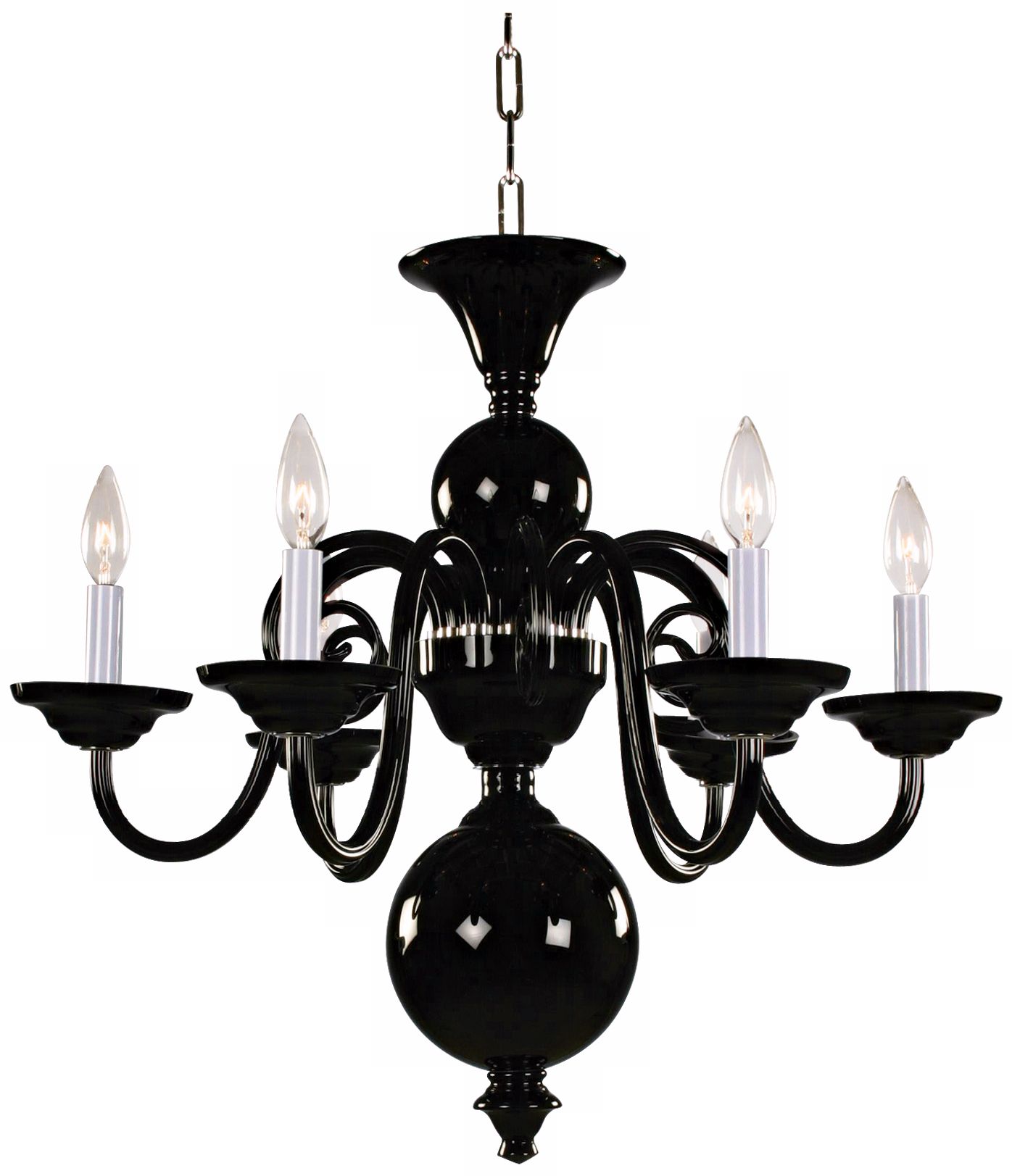 Bohemian Black Art Crystal 6-Light Chandelier