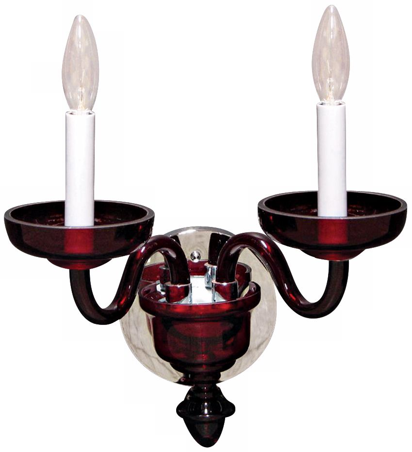 Red Art Crystal 2-Light Wall Sconce