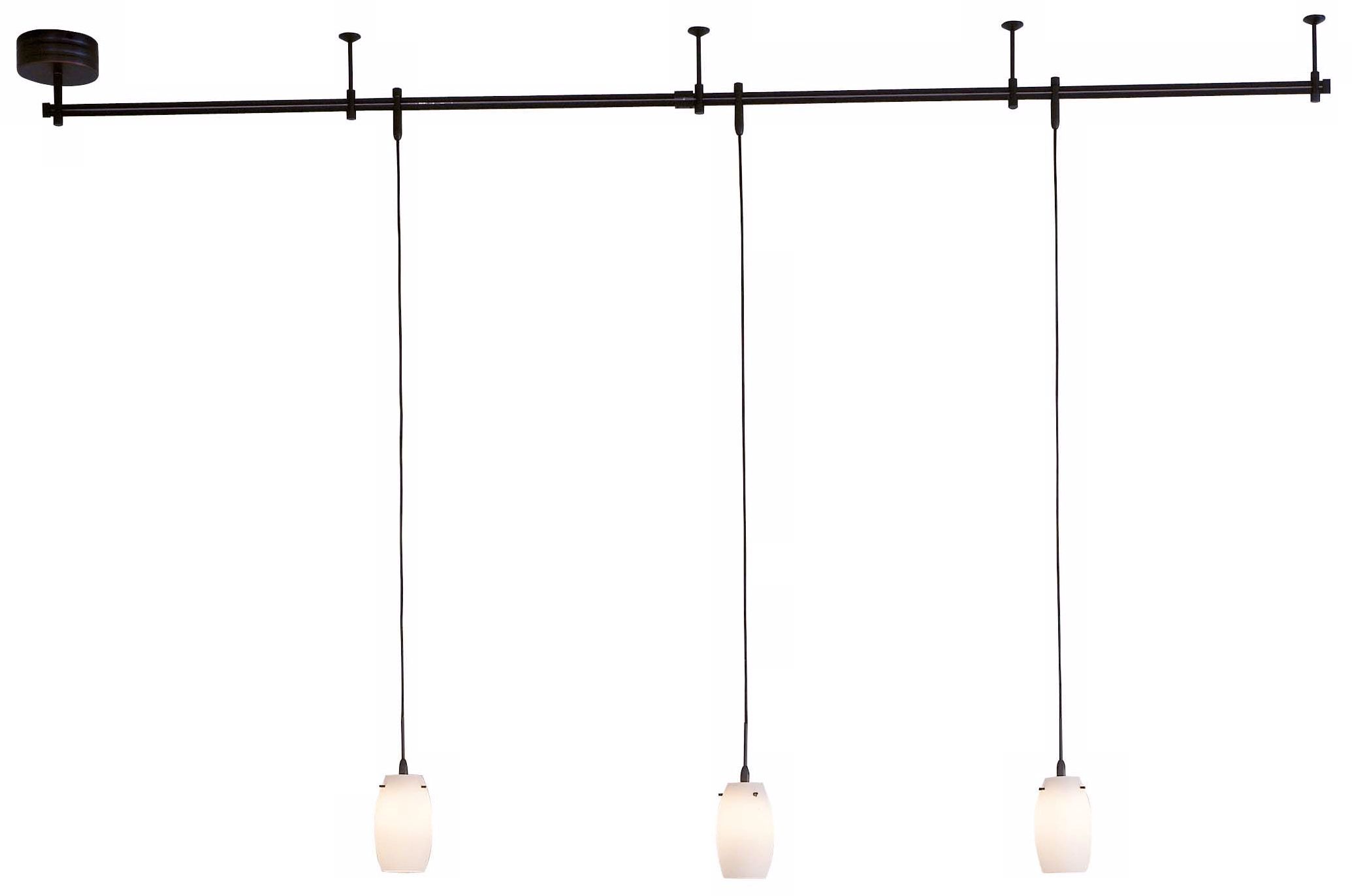 Etched Opal Glass Bronze Patina 3-Light Pendant Rail Kit
