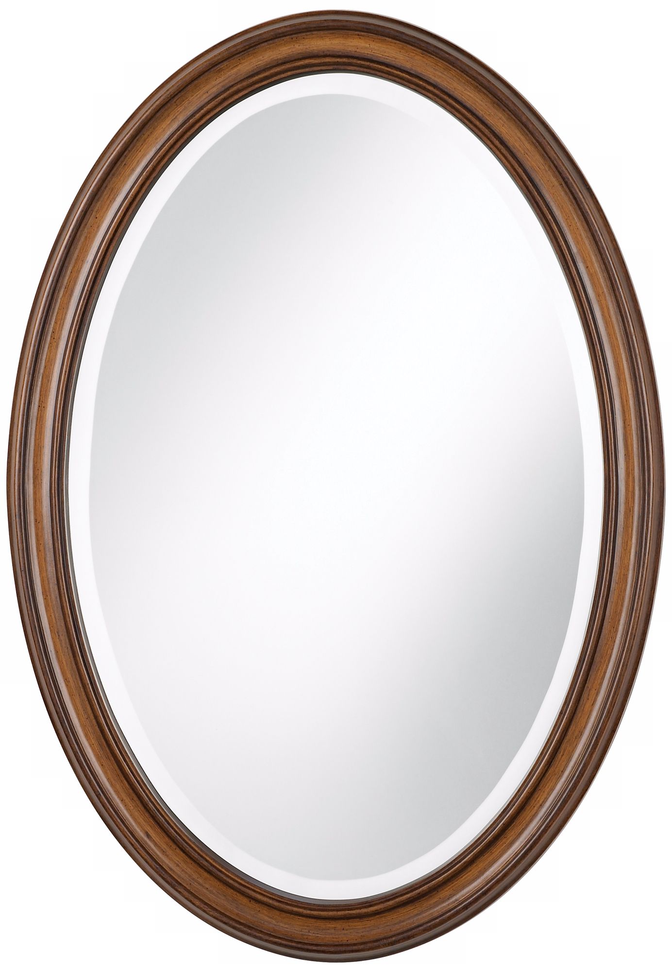 Oval Wood Finish Wall Mirror