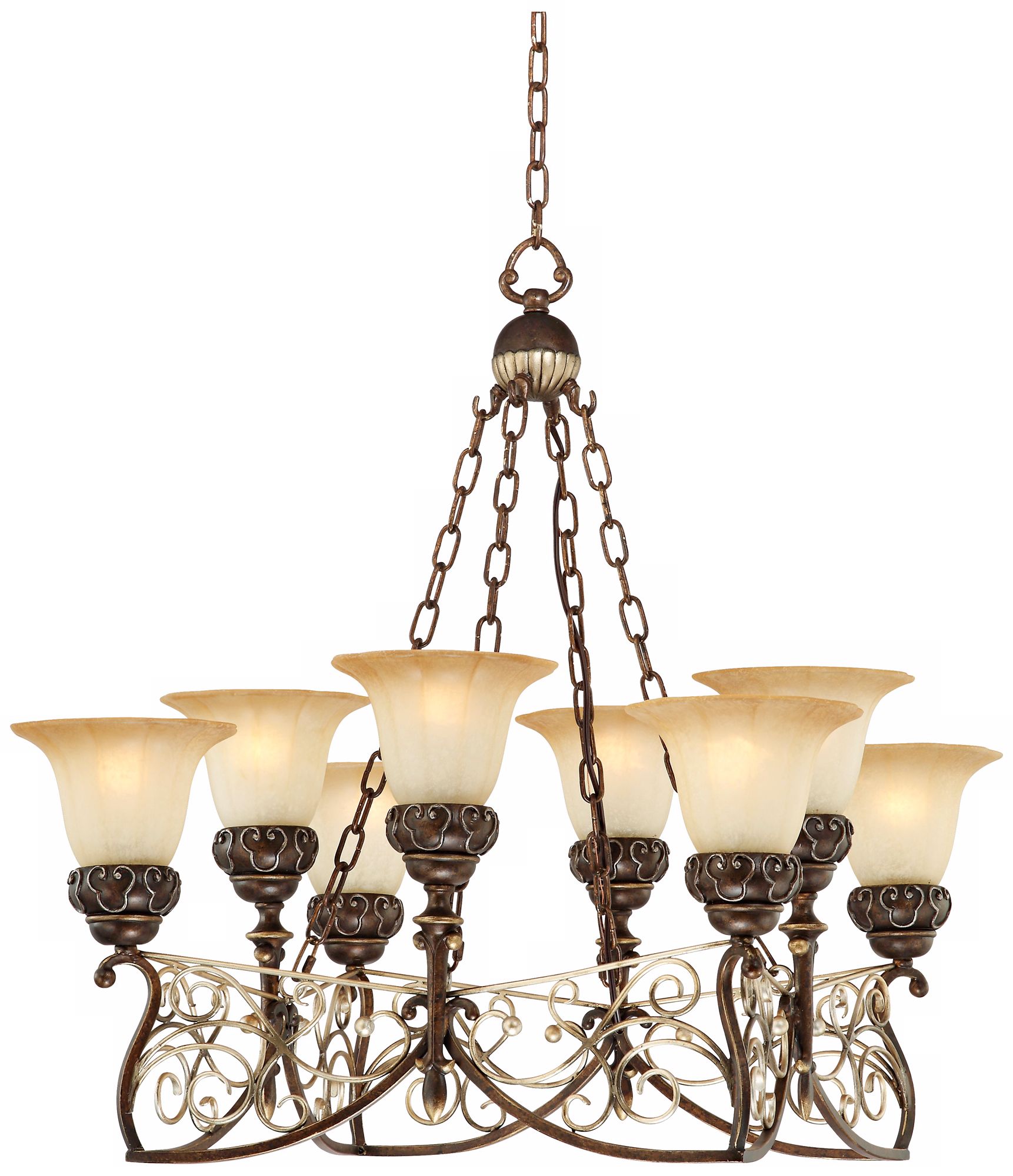 Curly Scroll Oil Rubbed Bronze Finish 8-Light Chandelier