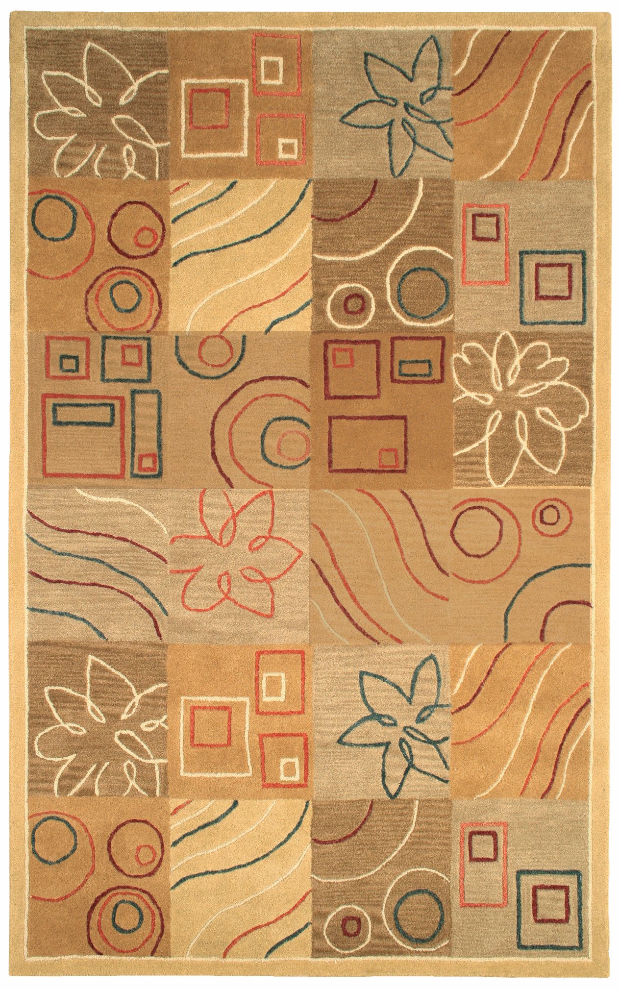 Natural Wool Collection Spring Collage Light Area Rug