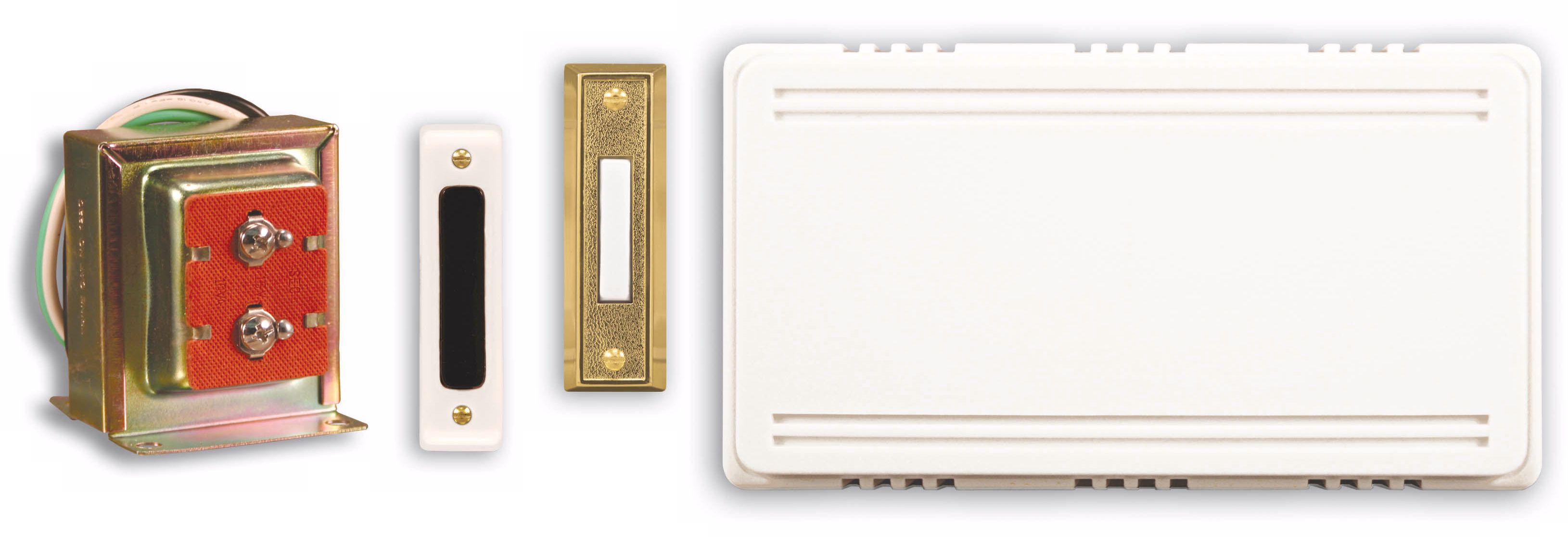 White Hardwired Two Button Door Chime Contractor Kit