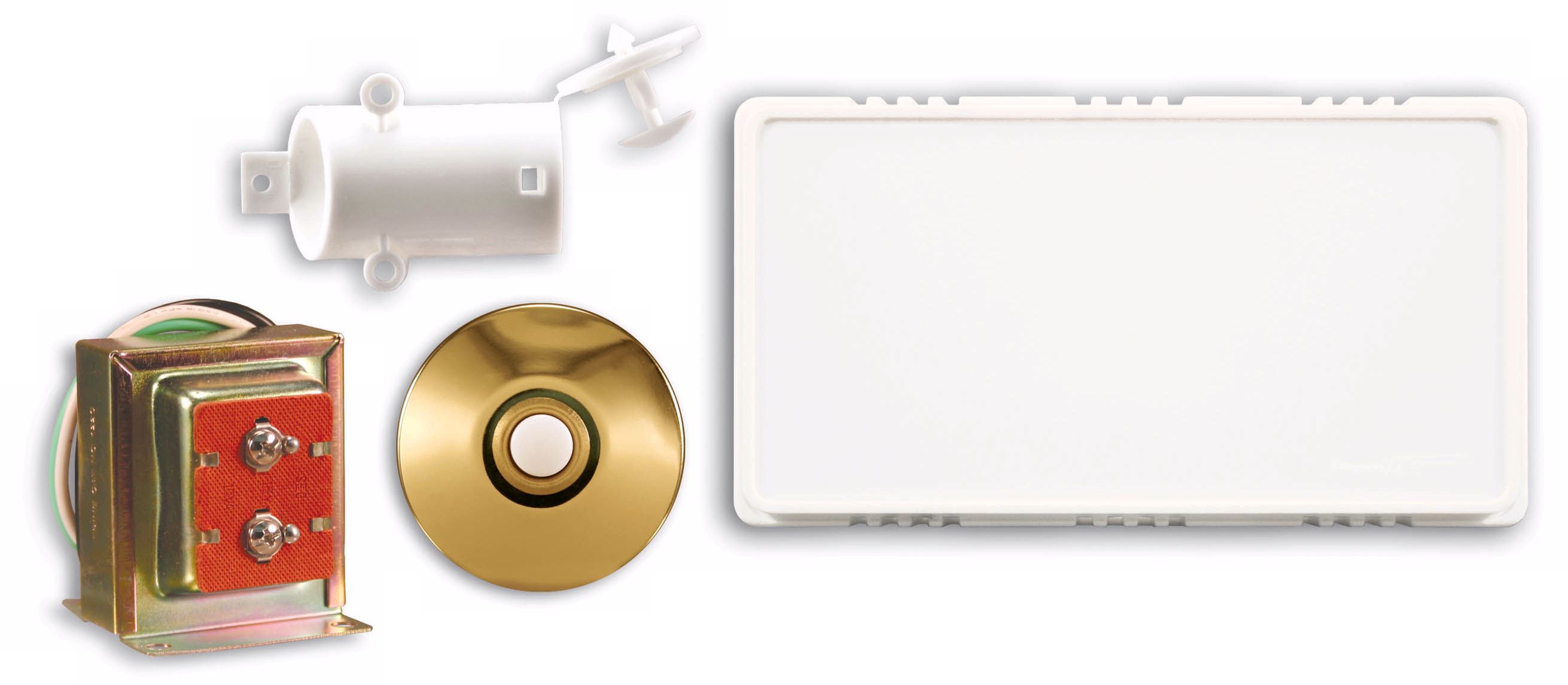 White Hardwired Stucco Button Door Chime Contractor Kit
