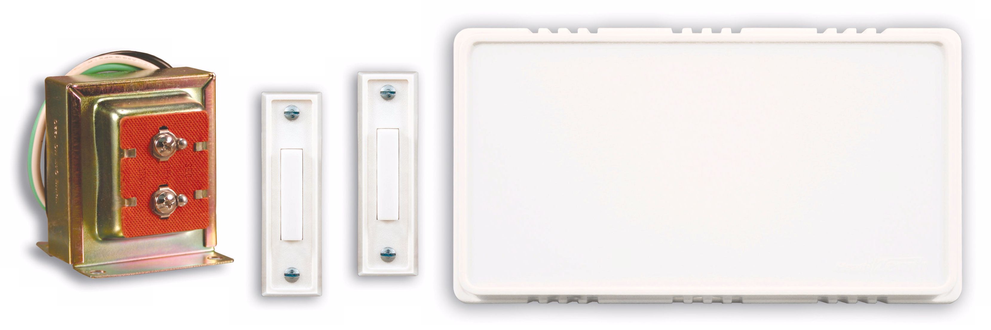 White Hardwired Two Stucco Button Door Chime Contractor Kit