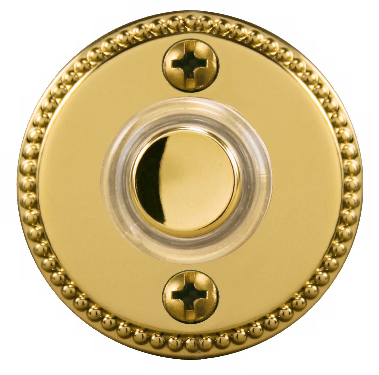 Polished Brass 1 3/4" Beaded Round LED Doorbell Button