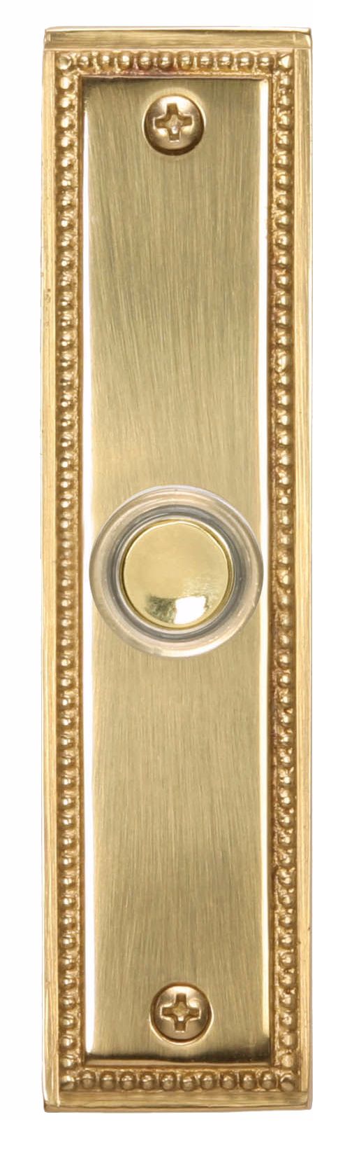 Polished Brass Beaded Rectangular LED Doorbell Button