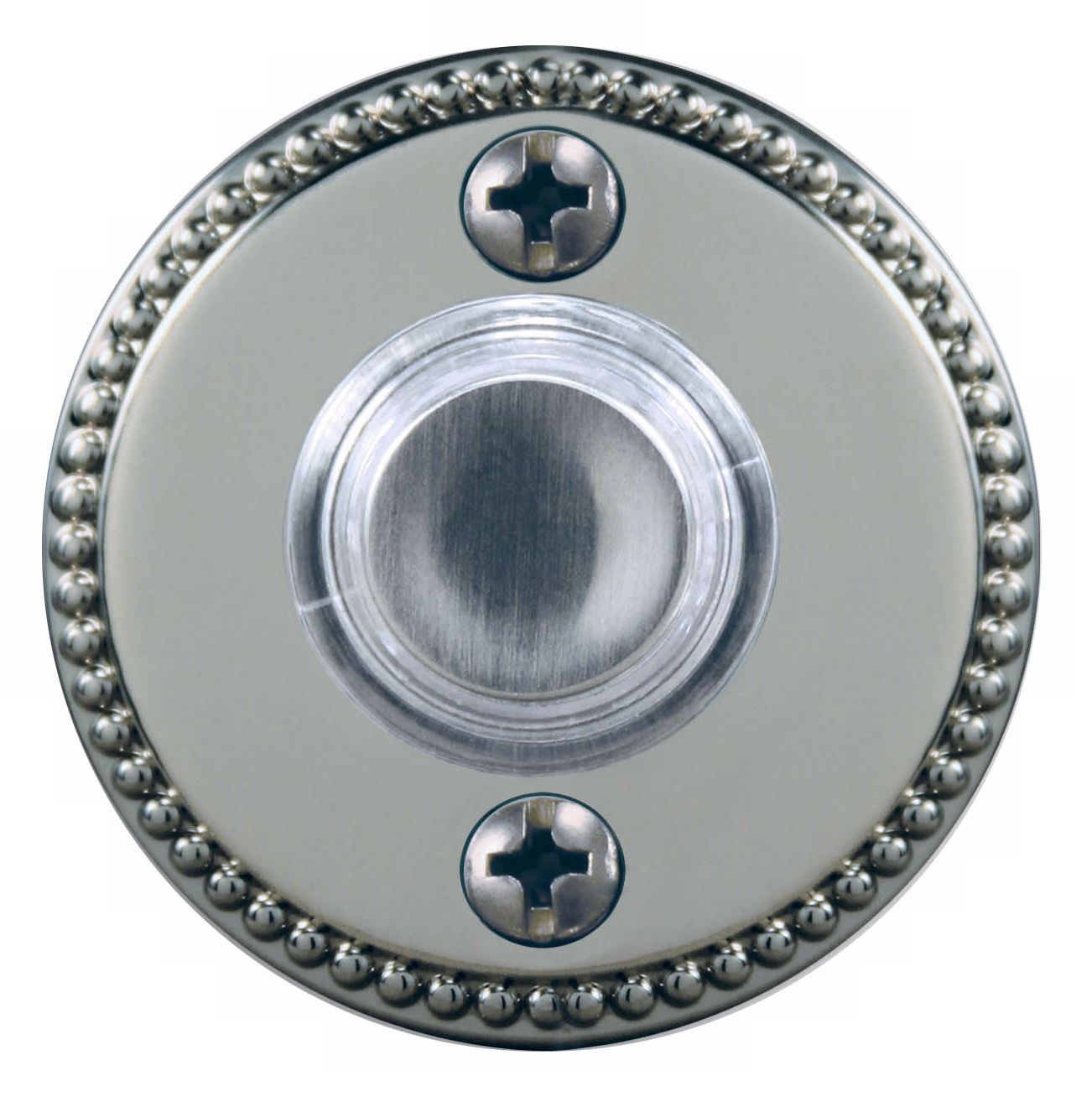 Satin Nickel 1 3/4" Beaded Round LED Doorbell Button