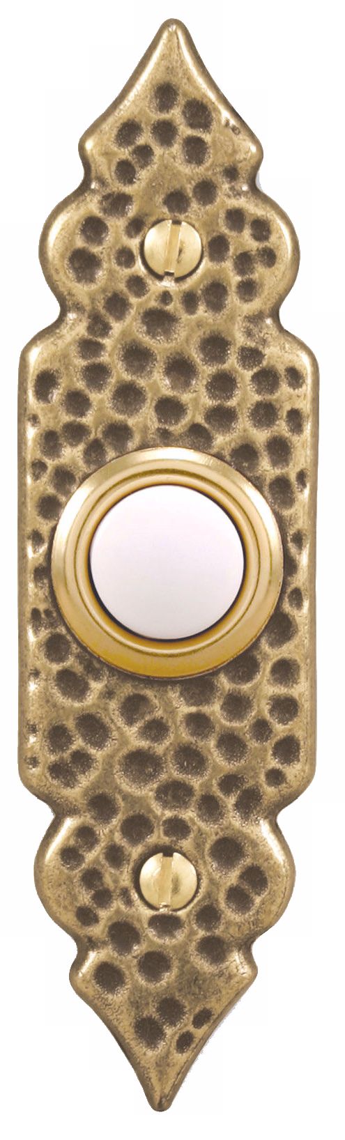Antique Brass Hammered Style Lighted Doorbell Button