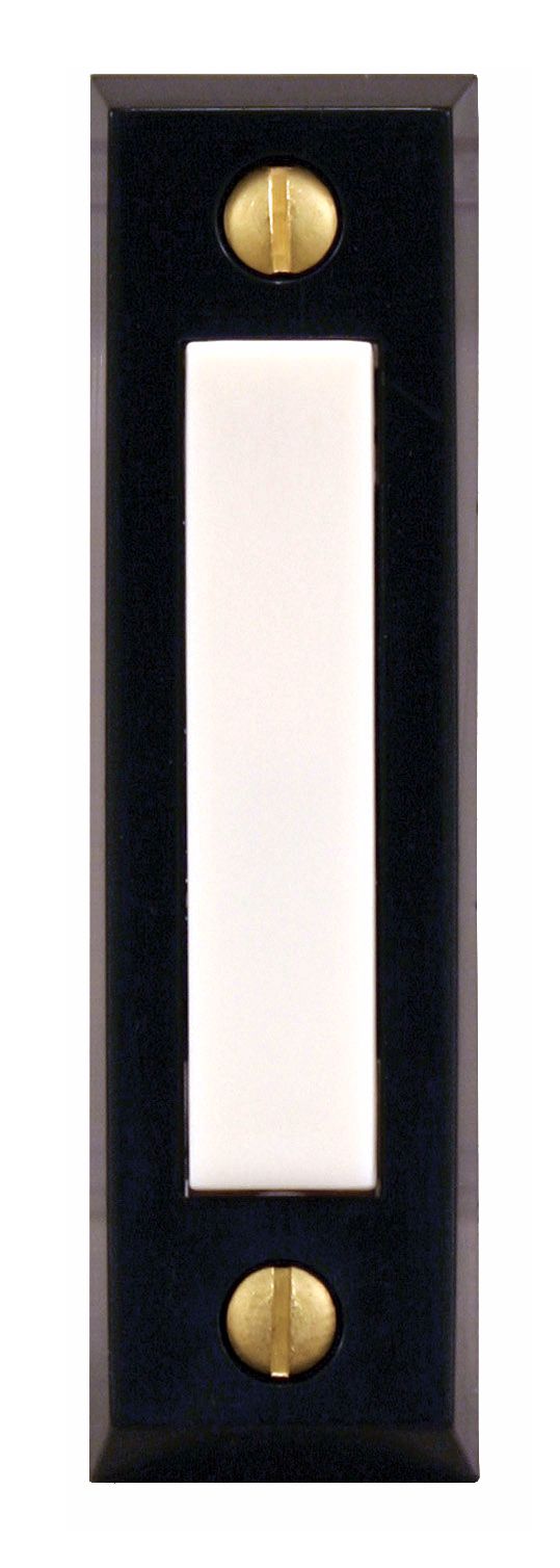 Basic Series Black with White Brass Screws Doorbell Button