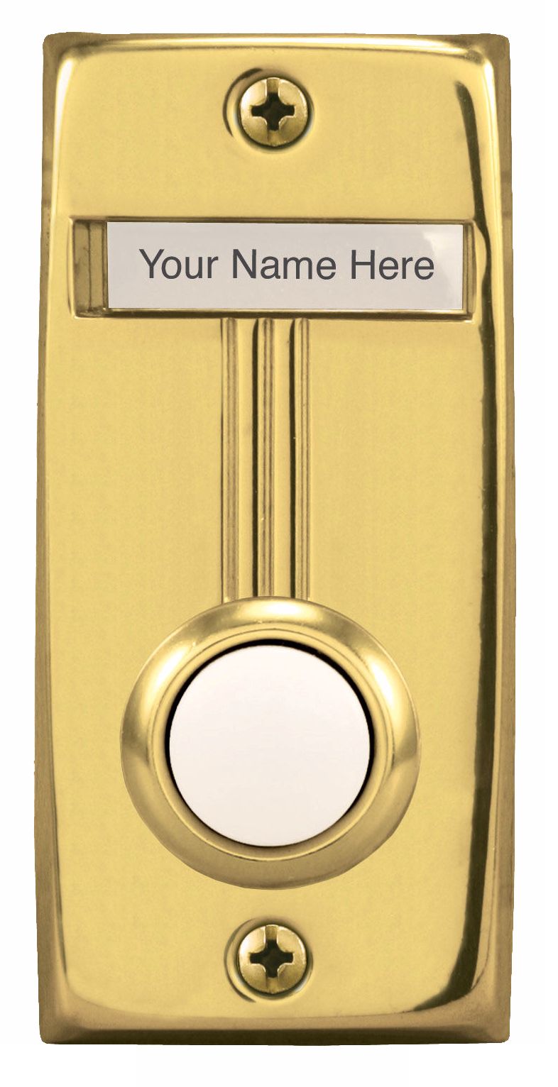 Brass with Round White Button Nameplate Doorbell Button